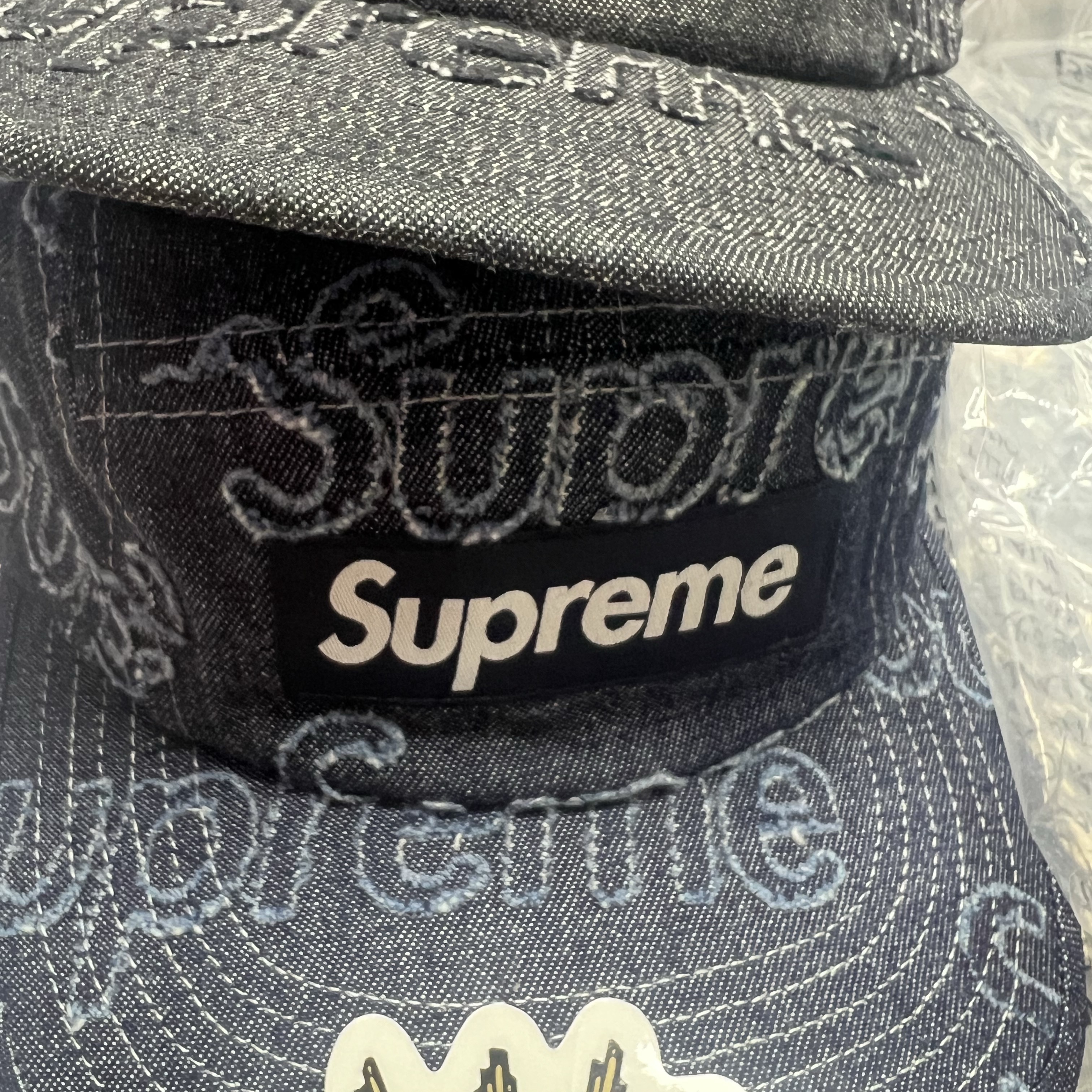 Supreme Lasered Denim Camp Cap Navy - 24FW 착용 스타일 - 1