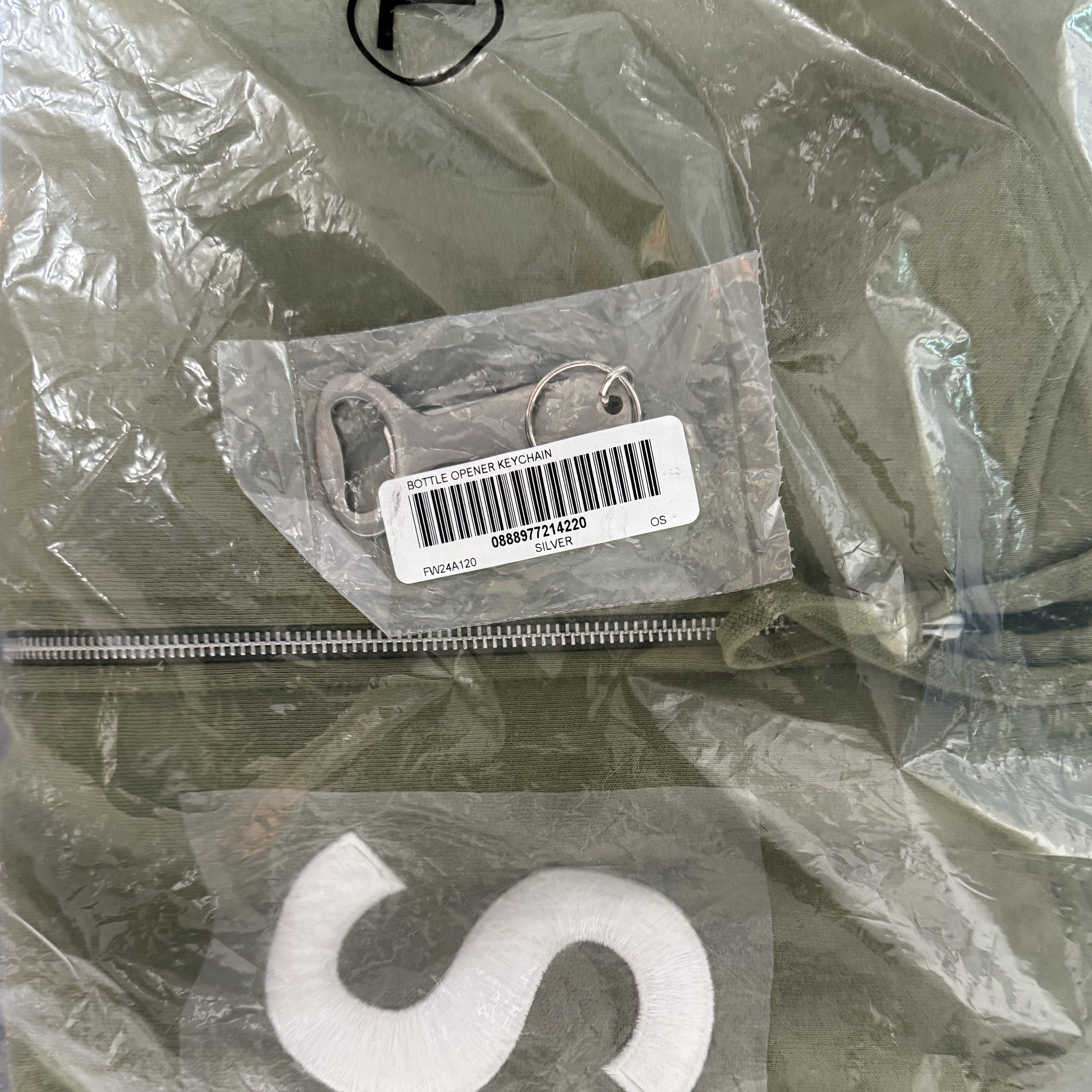 Supreme S Logo Zip Up Hooded Sweatshirt Light Olive - 24FW 착용 스타일