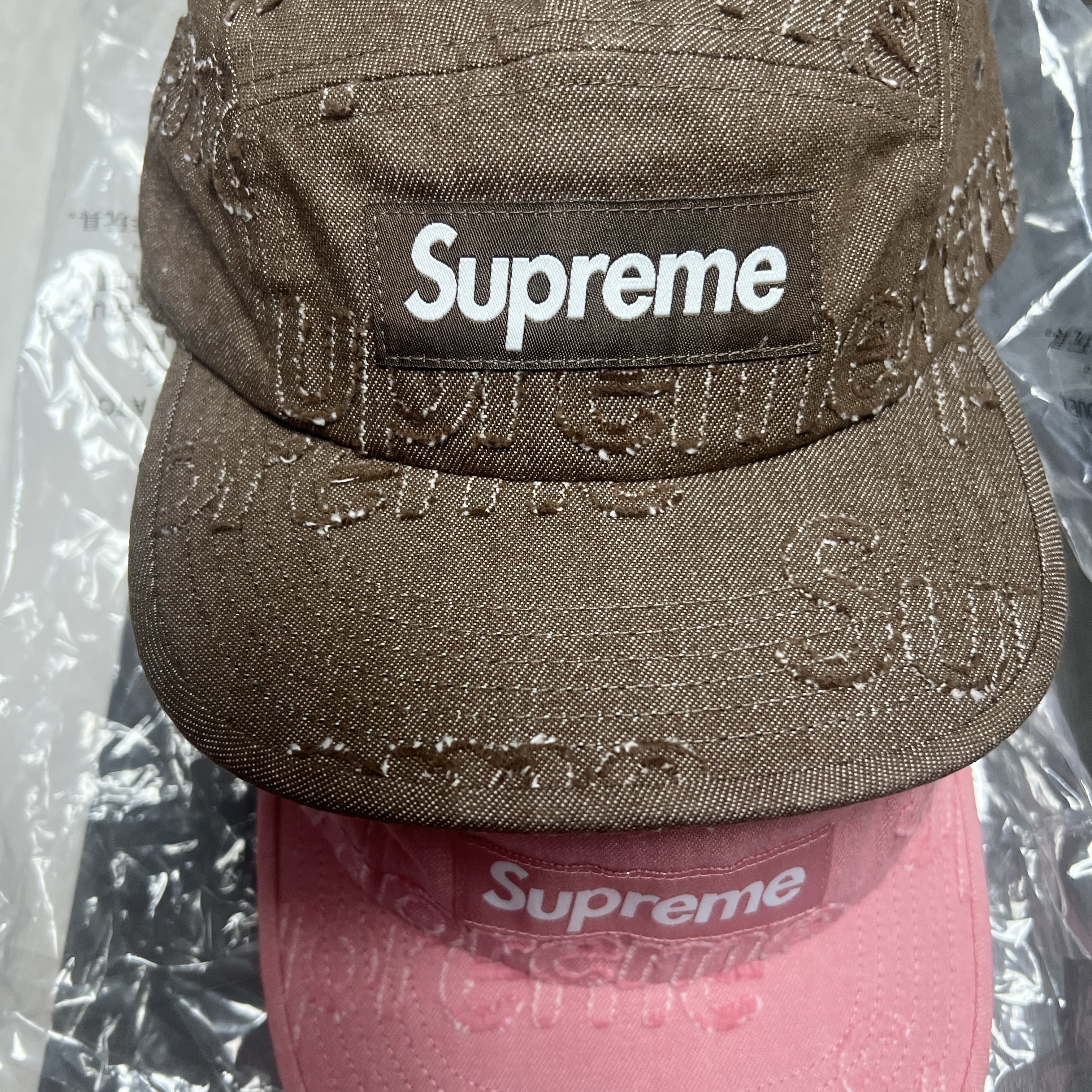Supreme Lasered Denim Camp Cap Brown - 24FW 착용 스타일 - 1