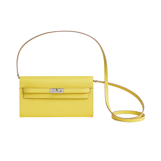 Hermes Kelly Classic To Go Wallet Evercolor & Palladium Lime