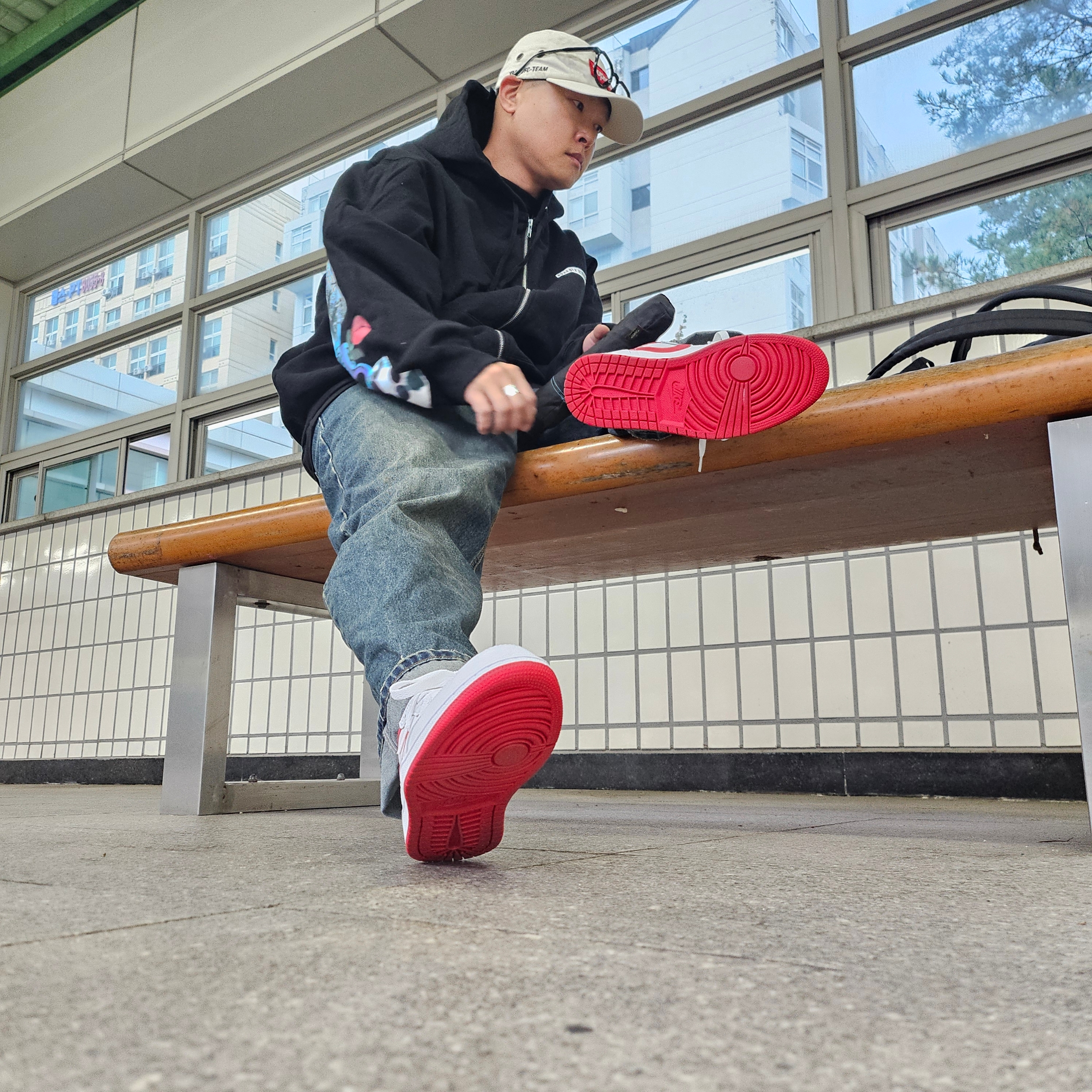 Stussy SS Link Studded Belt Black, Supreme Military Camp Cap Stone - 22SS 착용 스타일 - 3