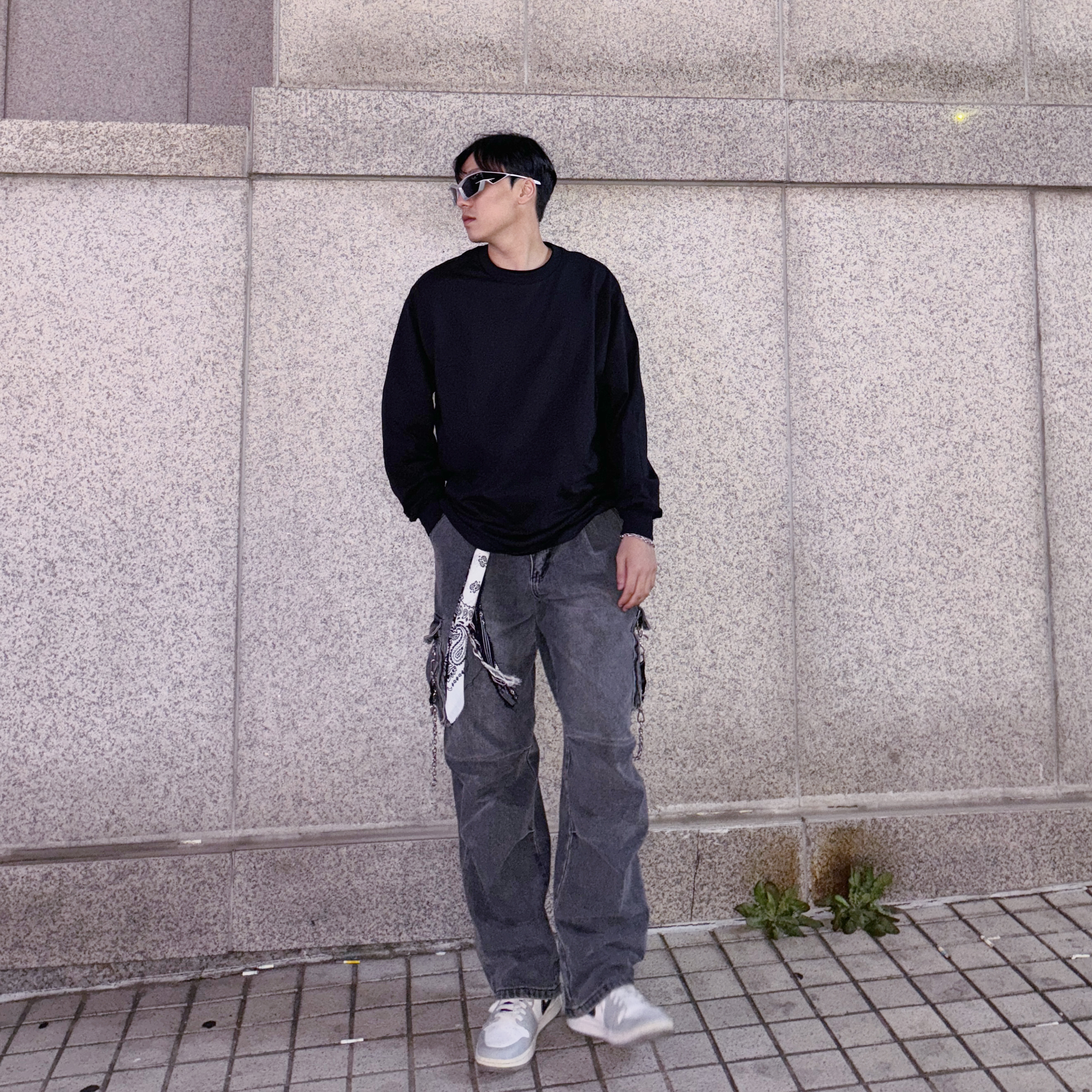 AAA Heavy Cotton 1304 Long Sleeve T-Shirt White Black (2Pack) 착용 스타일 - 2