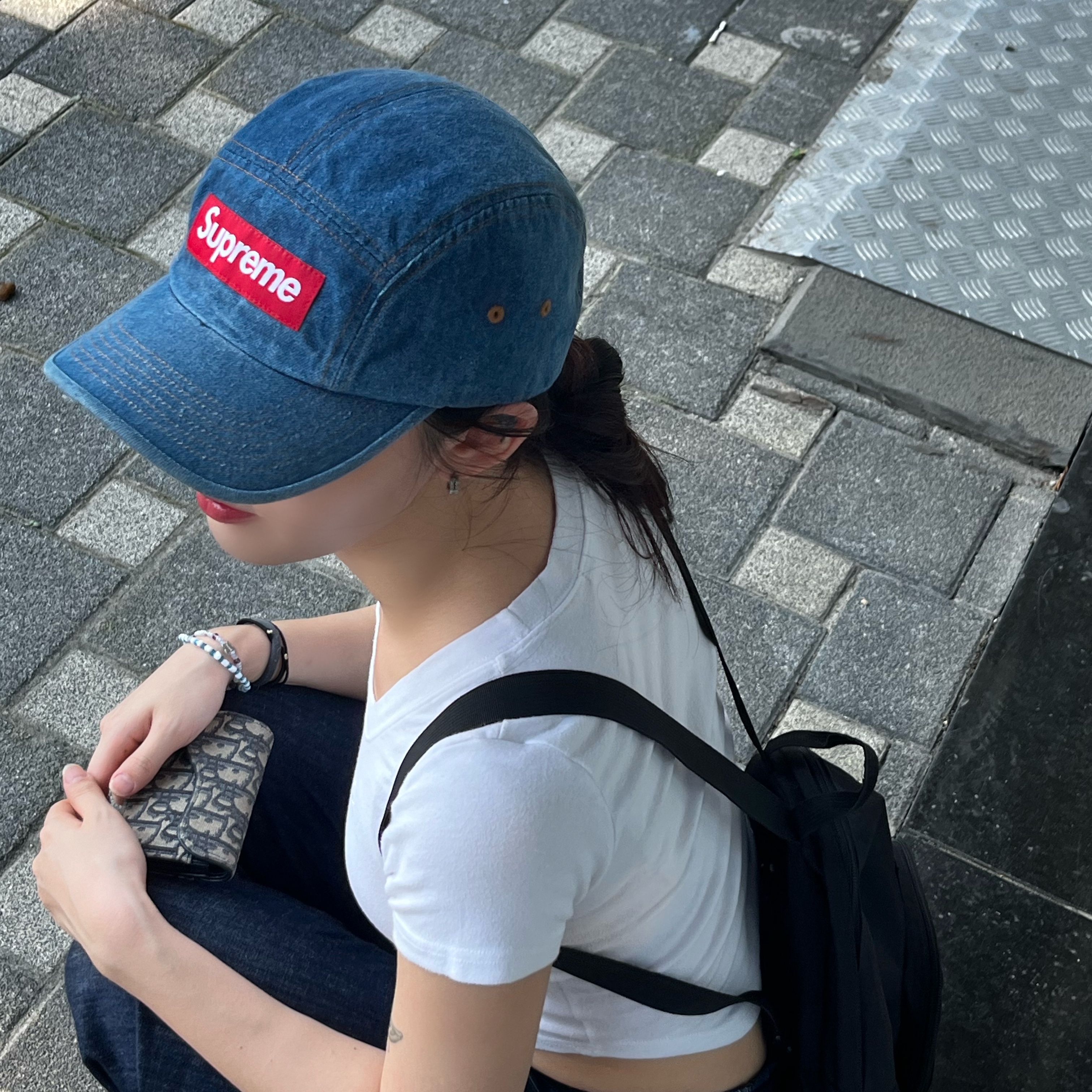 Supreme Washed Chino Twill Camp Cap Denim - 22FW 착용 스타일