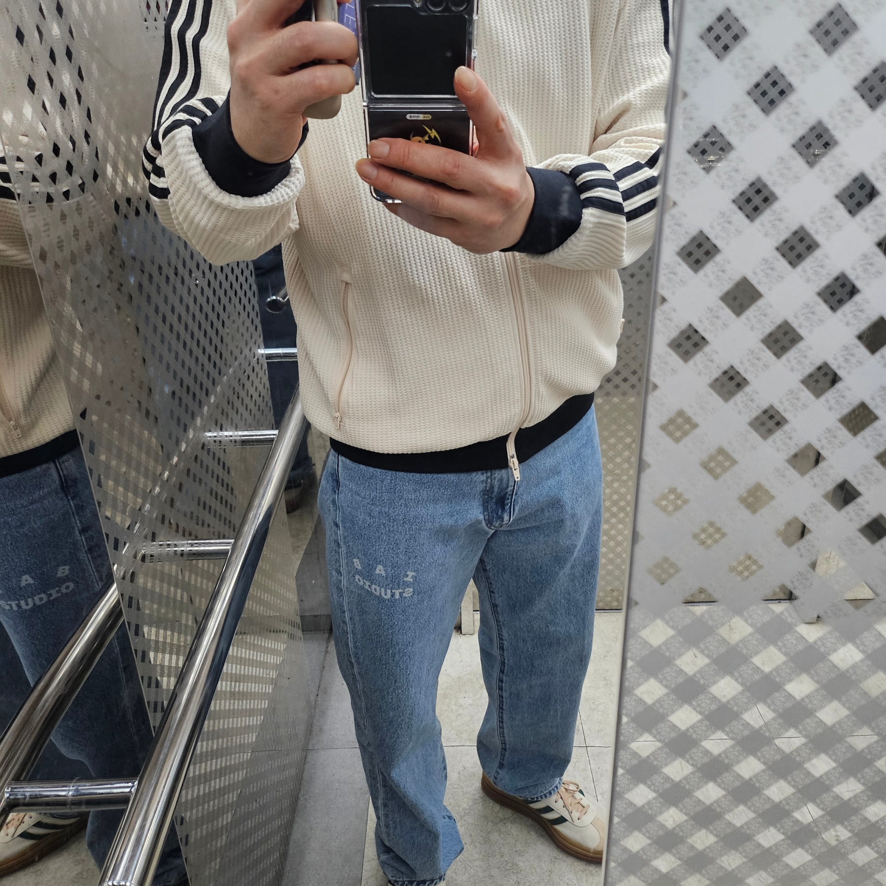 Adidas Waffle Beckenbauer Track Top Wonder White - KR Sizing 착용 스타일