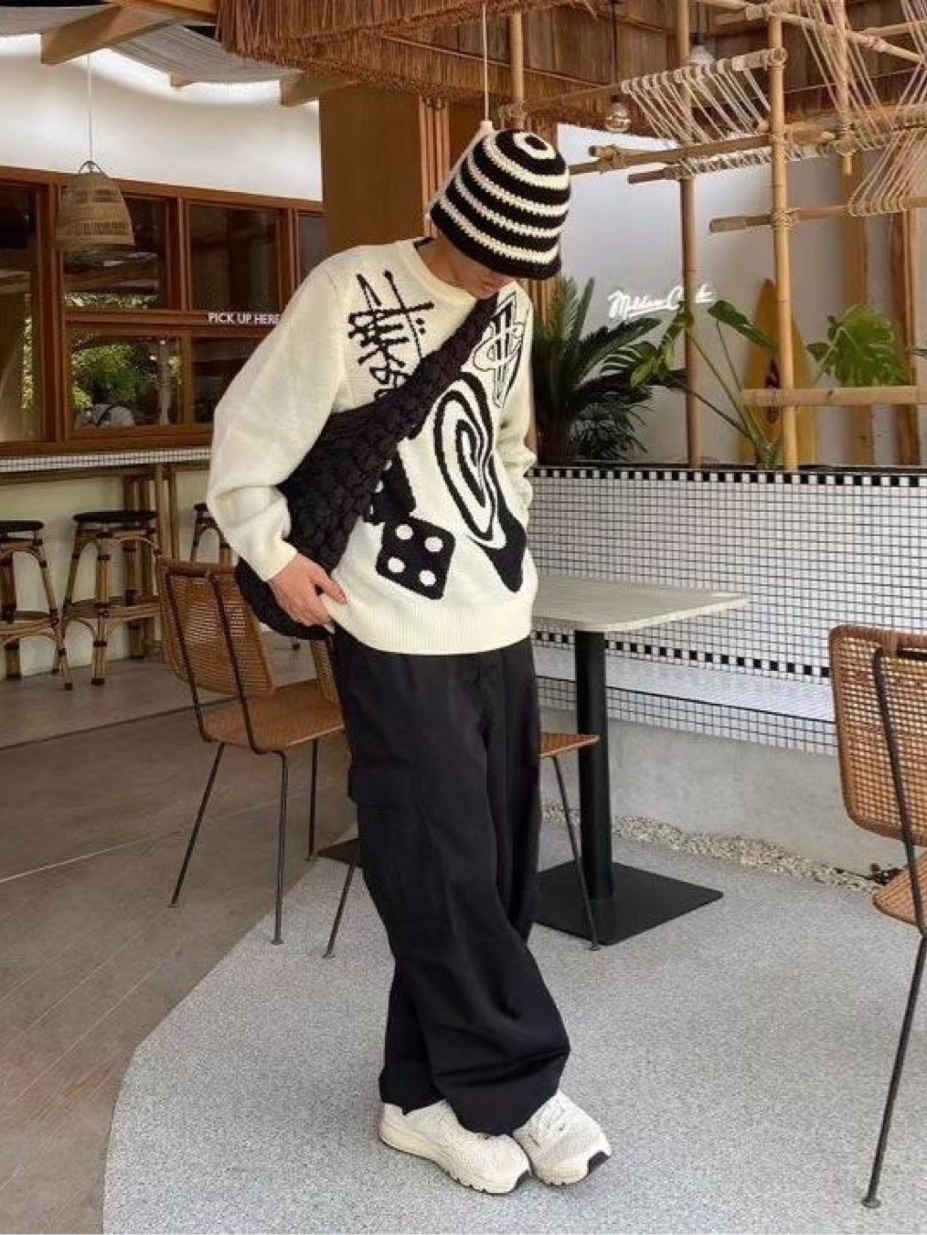 Nike x Stussy NRG LS Knit Sweater Fossil (DR2893-238) 착용 스타일 - 6