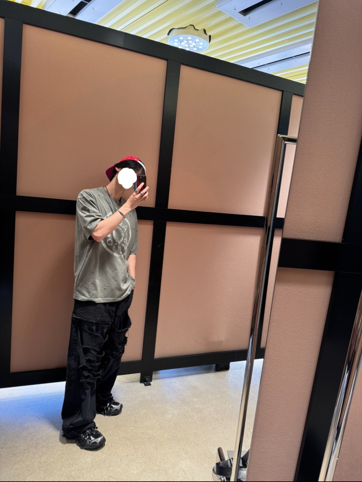 (W) Acne Studios Logo T-Shirt Relaxed Fit Blue Melange, Balenciaga Patchwork Pajama Pants Black 착용 스타일 - 2