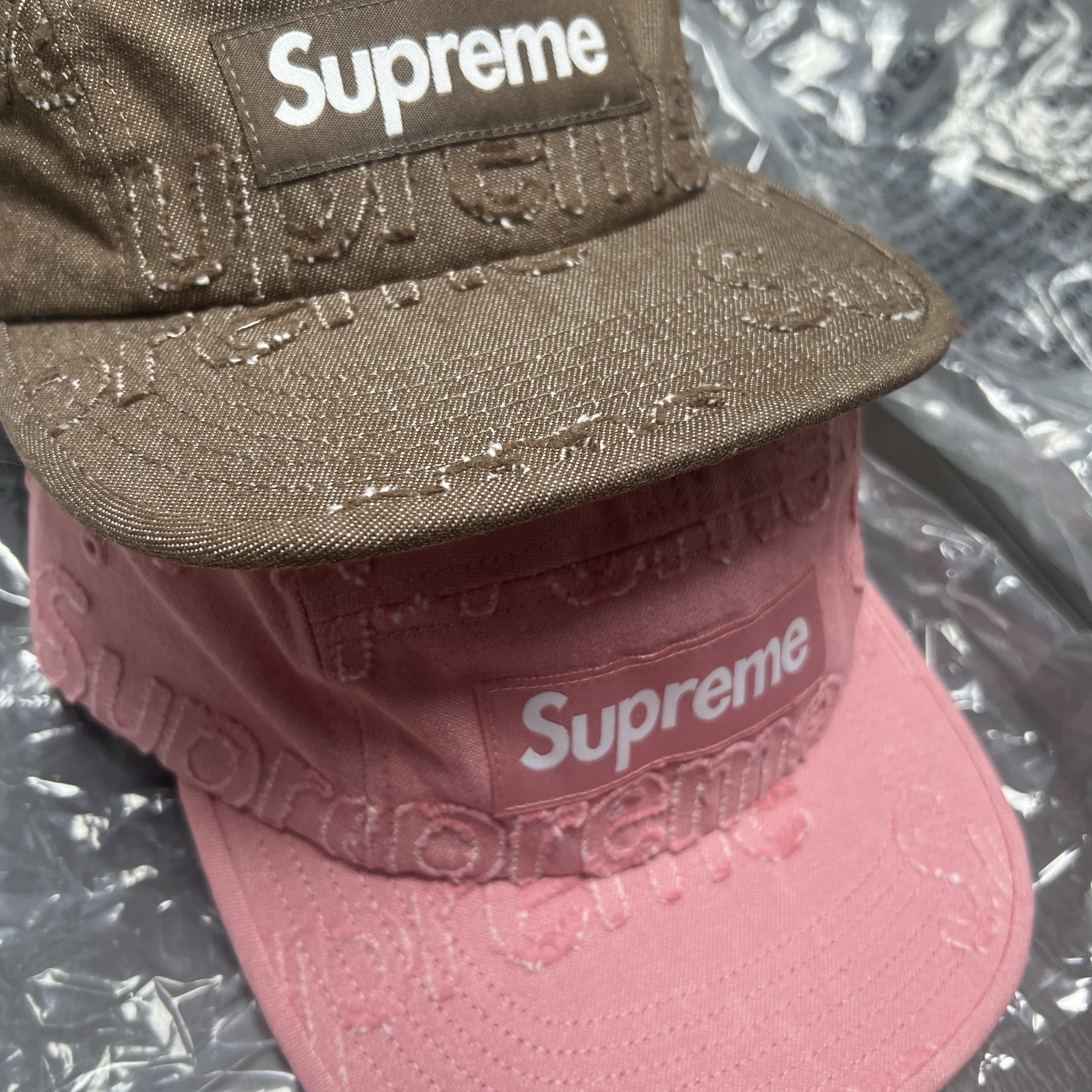 Supreme Lasered Denim Camp Cap Brown - 24FW 착용 스타일 - 2