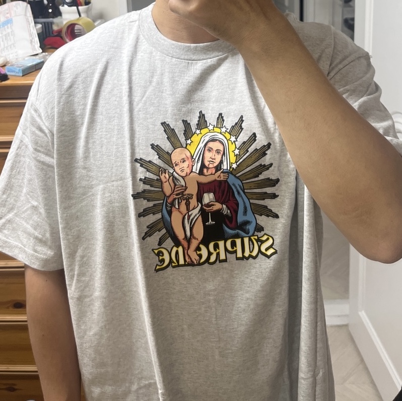 Supreme Blood T-Shirt Ash Grey - 24FW 착용 스타일
