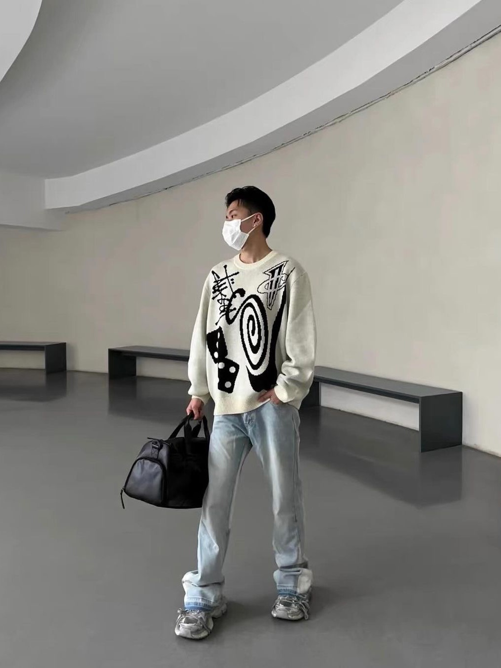 Nike x Stussy NRG LS Knit Sweater Fossil (DR2893-238) 착용 스타일 - 7