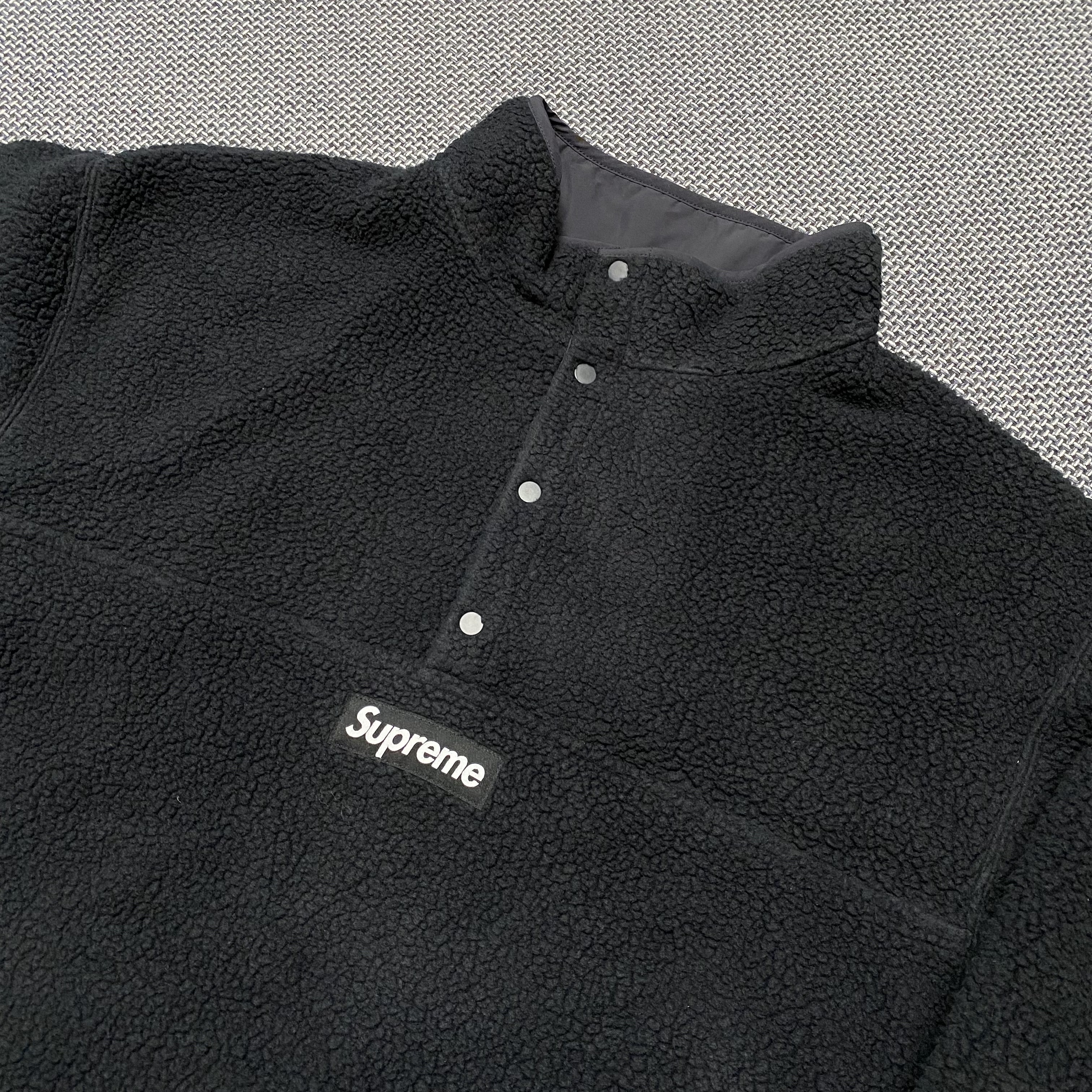 Supreme Polartec Shearling Reversible Pullover Black - 24FW 착용 스타일