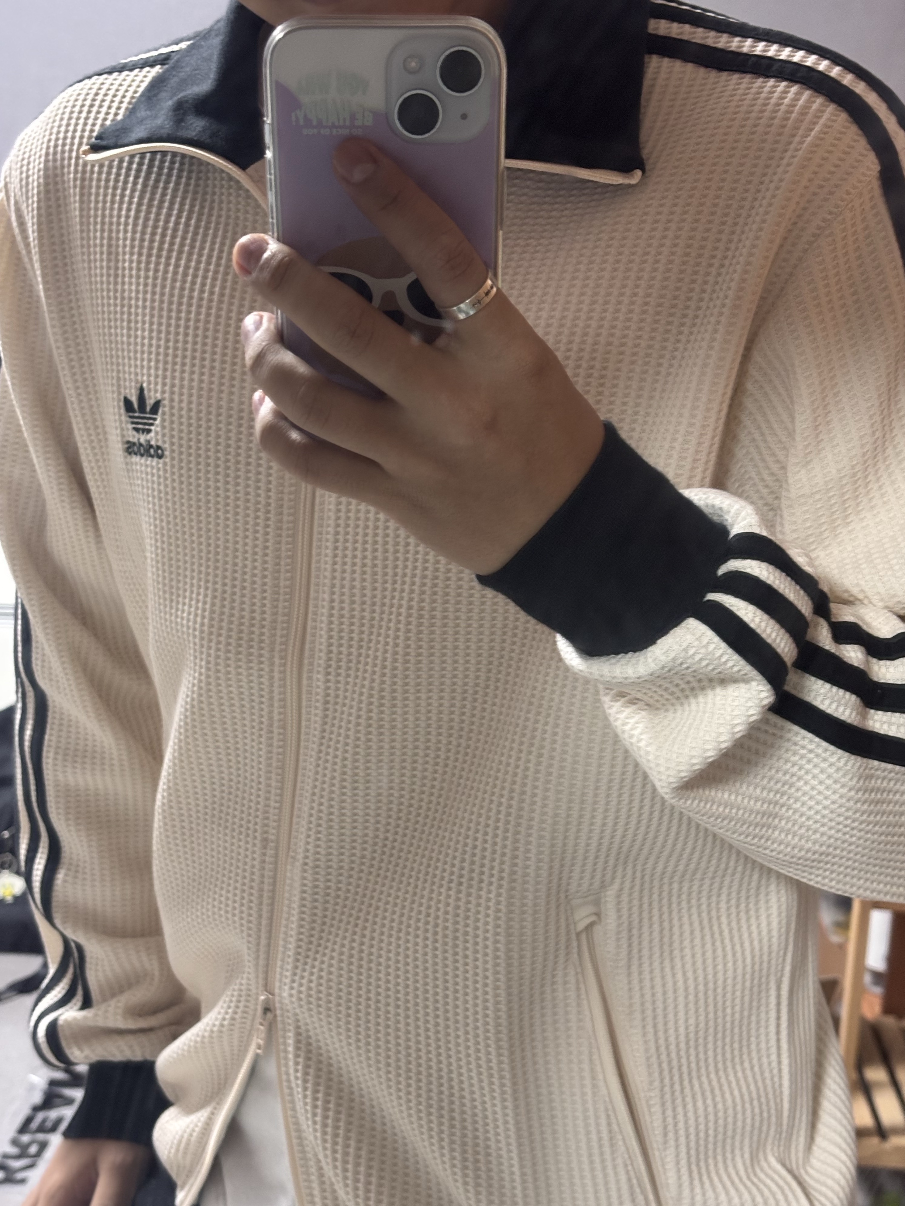 Adidas Waffle Beckenbauer Track Top Wonder White - KR Sizing 착용 스타일 - 1