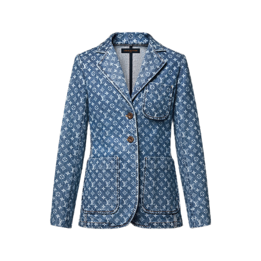 (W) Louis Vuitton LV x AC Monogram Preppy Blazer Blue