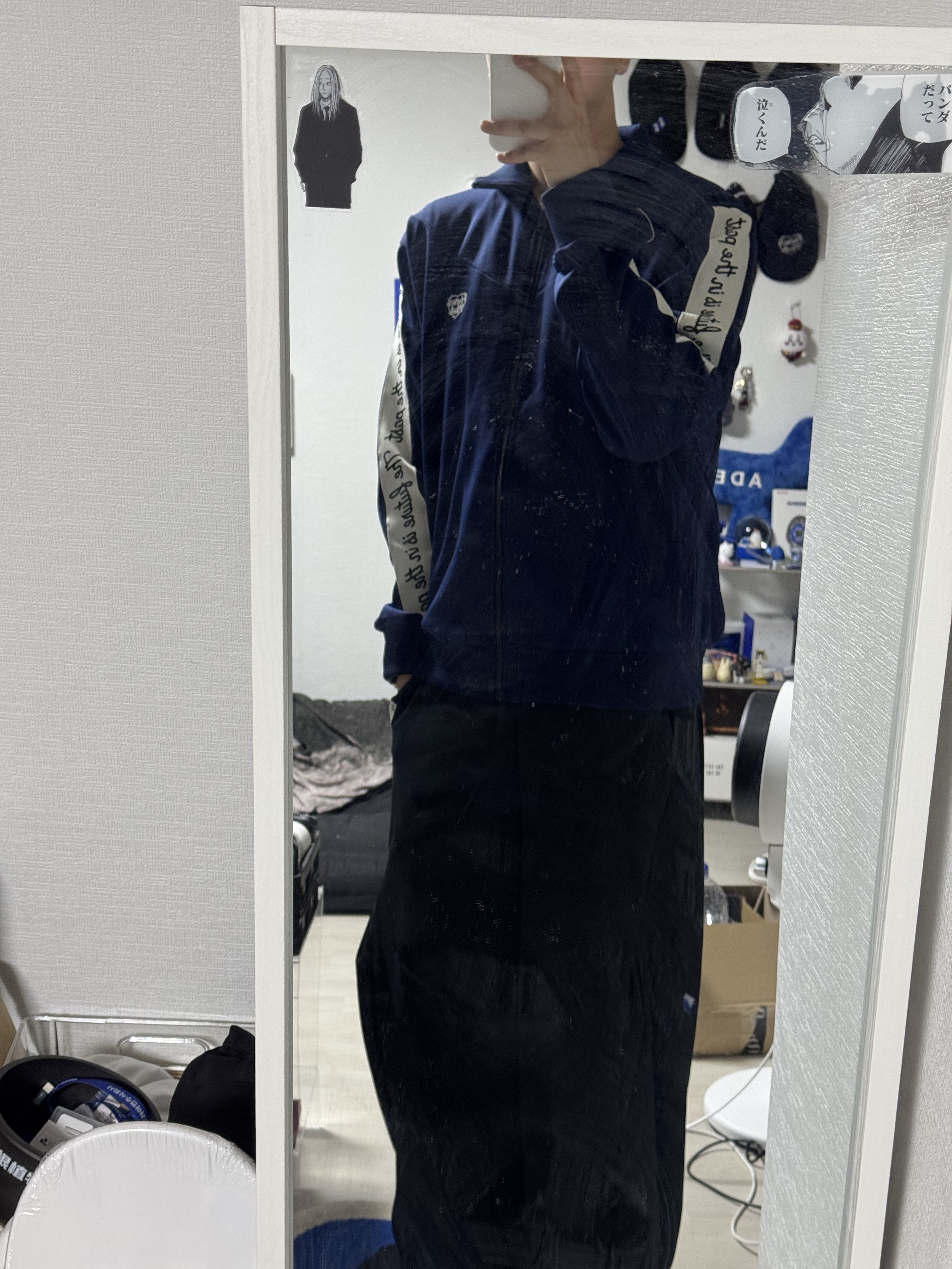 Human Made Track Jacket Navy 착용 스타일