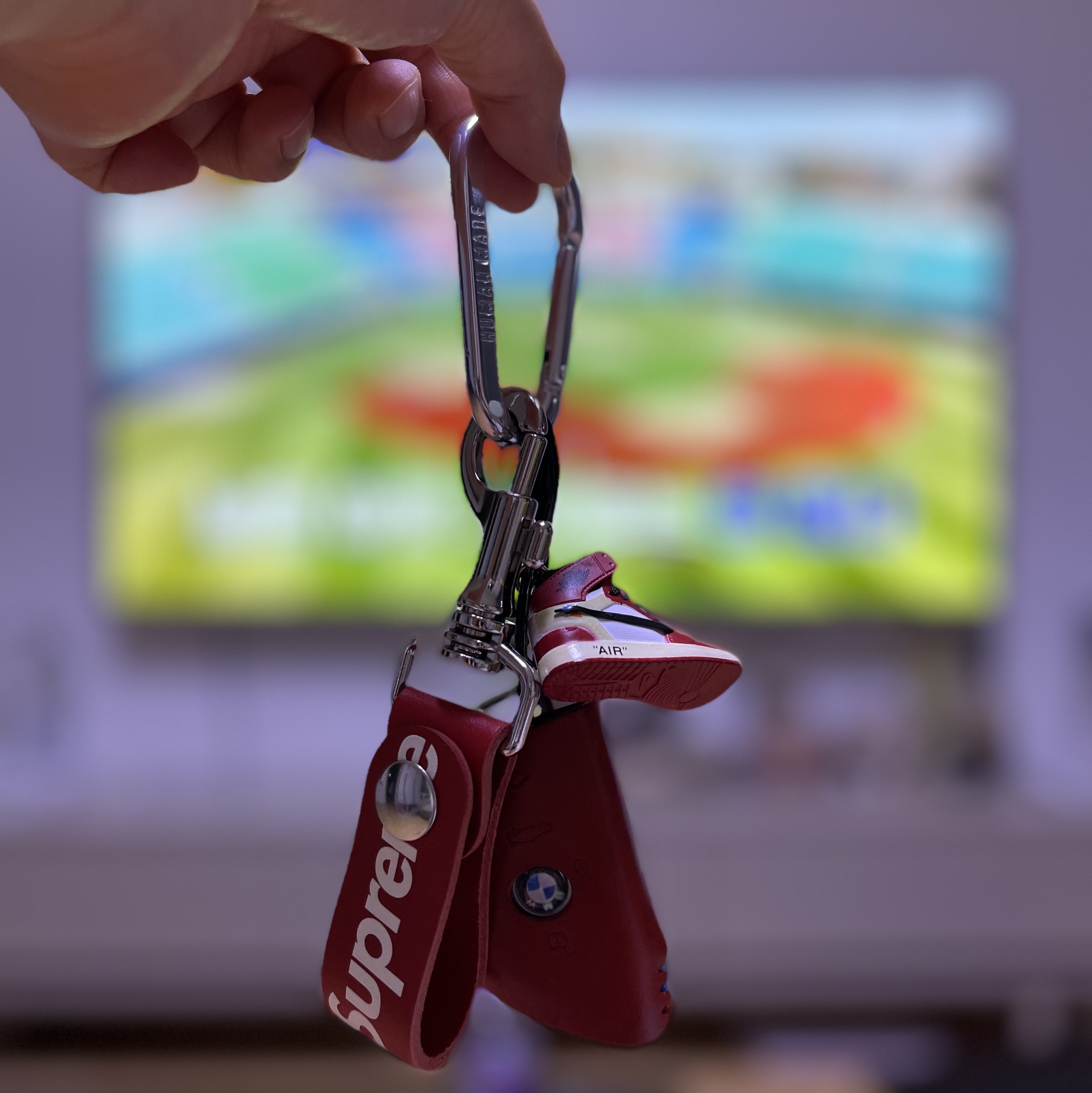 Supreme Leather Key Loop Red - 21SS, Human Made Carabiner 70mm Silver 착용 스타일