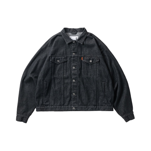타이트부스 라벨 로고 데님 자켓 블랙 - 24FW