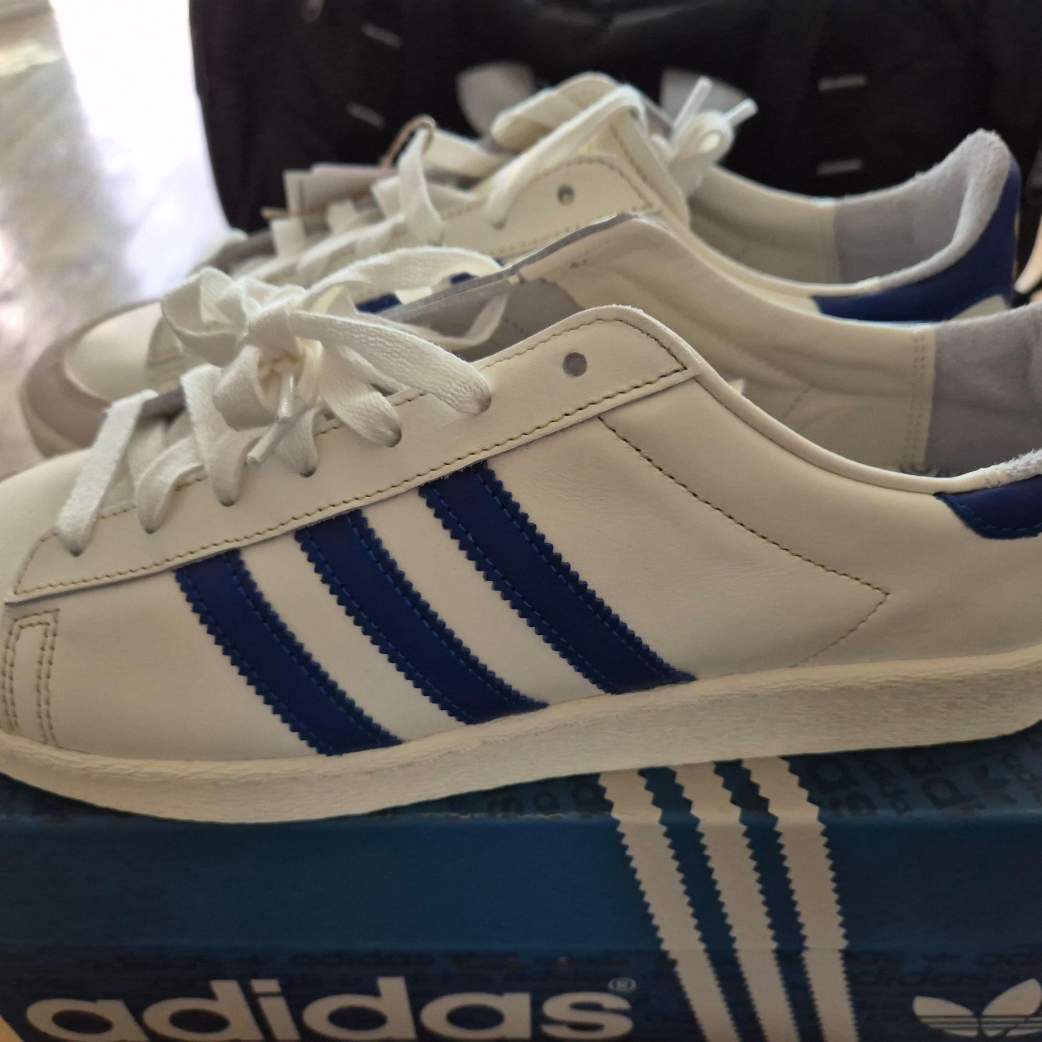 Adidas Jabbar OG Low Off White Collegiate Royal 착용 스타일 - 1