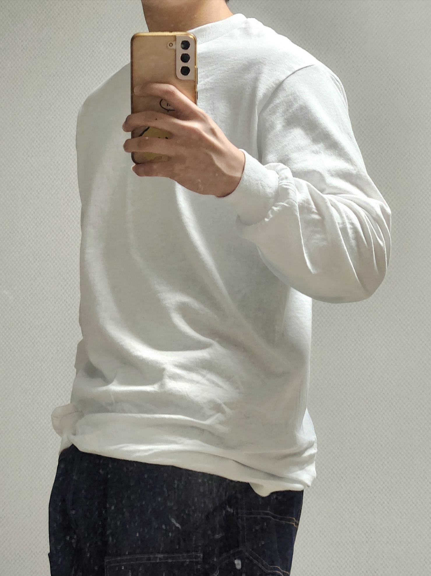 AAA Heavy Cotton 1304 Long Sleeve T-Shirt White Black (2Pack) 착용 스타일 - 3