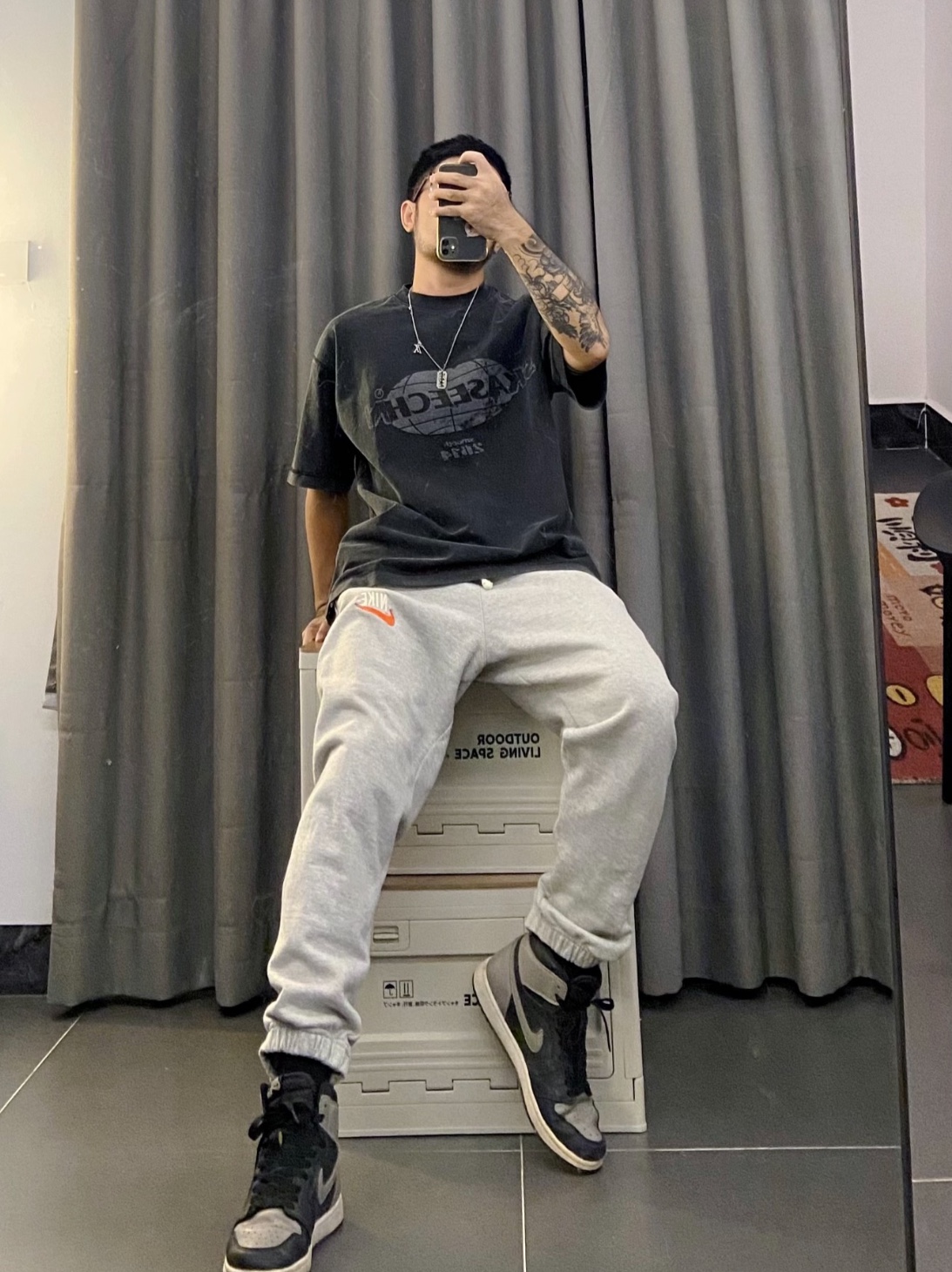 Nike NSW Trend Sneaker Pants Grey Heather - Asia 착용 스타일