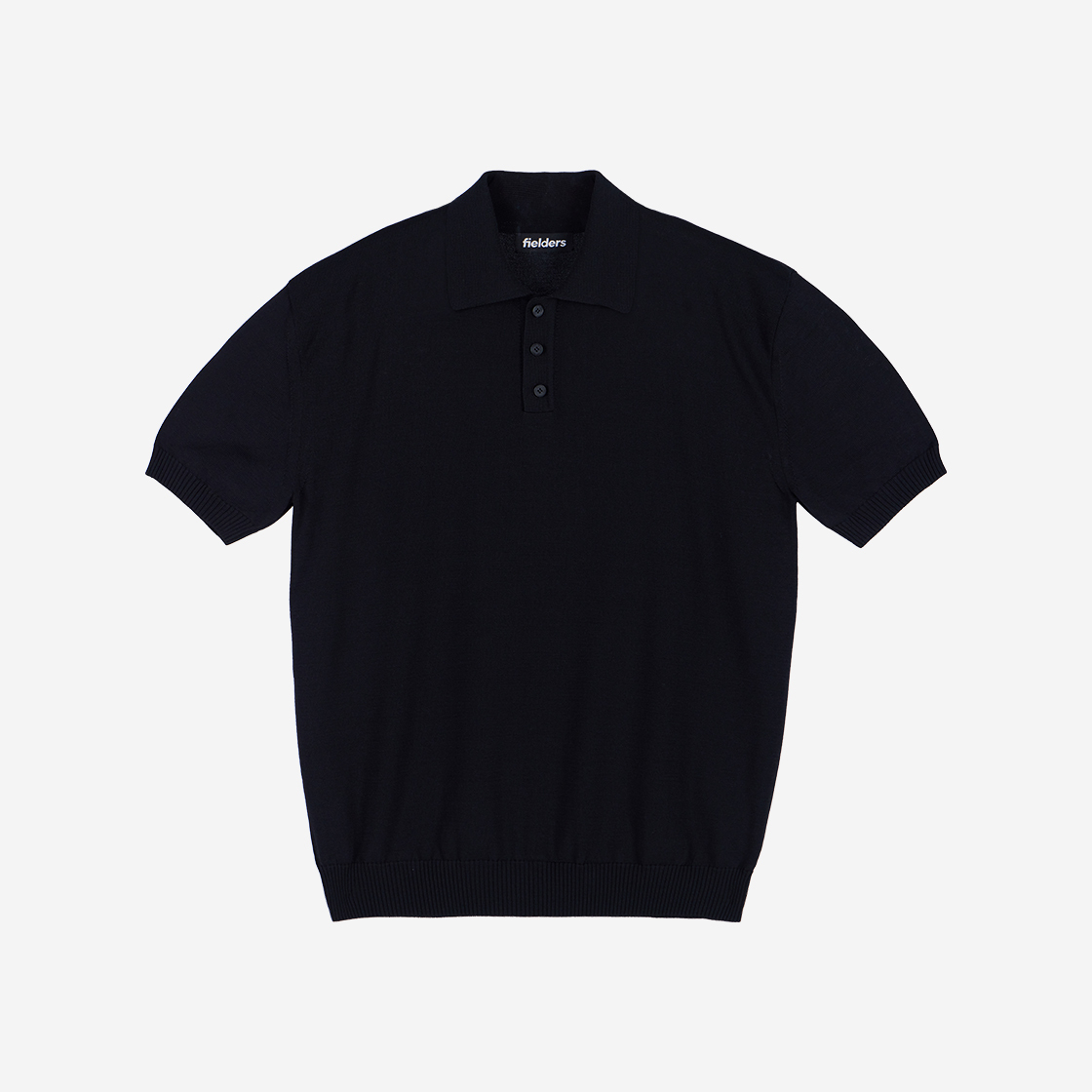 필더스 스탠다드 버튼 카라 하프 니트 블랙(Fielders Standard Button Collar Half Knit Black) - 2