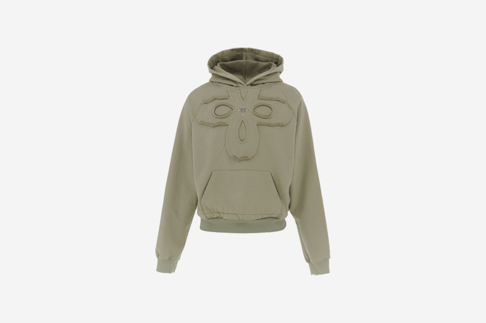 【SURGERY】 clover logo patchs sweat hoodie 'cocoa' 써저리 클로버 로고 패치 스웨트 후드 코코아 | Surgery | KREAM
