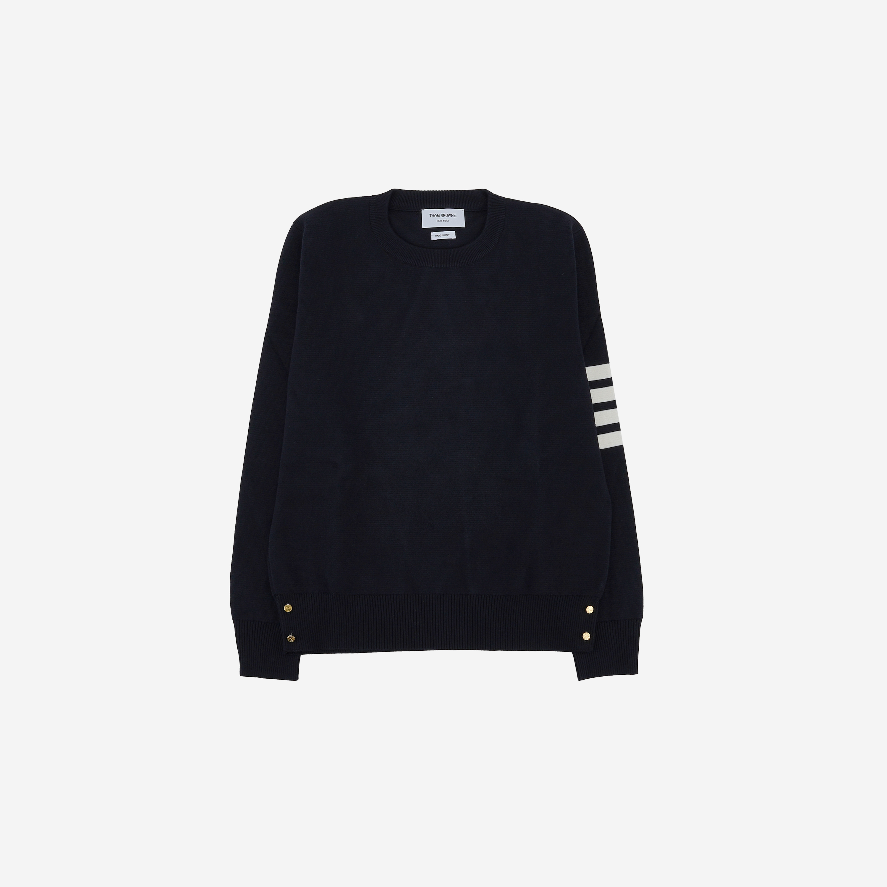Thom Browne Milano Stitch 4-Bar Crewneck Pullover Knit Navy