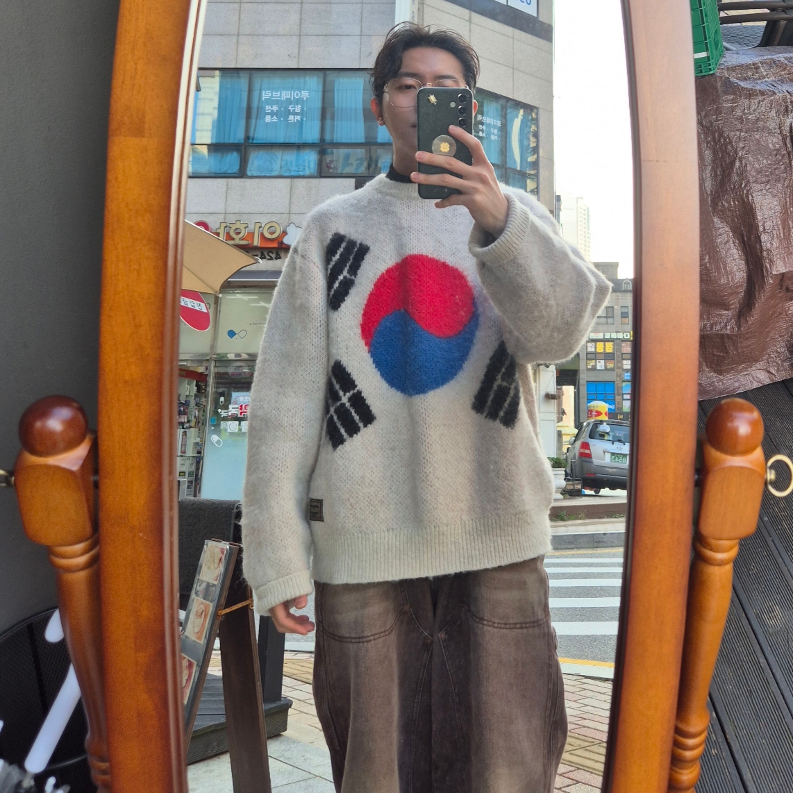 Karactor Double Knee Denim Work Pants Brown, Palace Hairy Flag Knit South Korea - 24FW 착용 스타일