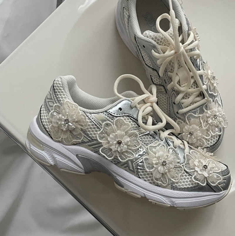 (W) Asics Gel-1130 Cream Pure Silver 착용 스타일 - 1