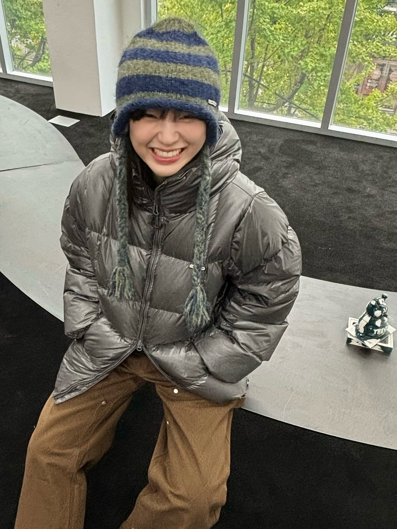 Thevinylhouse Hooded Duck Down Jacket Black, Thevinylhouse Hooded Duck Down Jacket Charcoal 착용 스타일