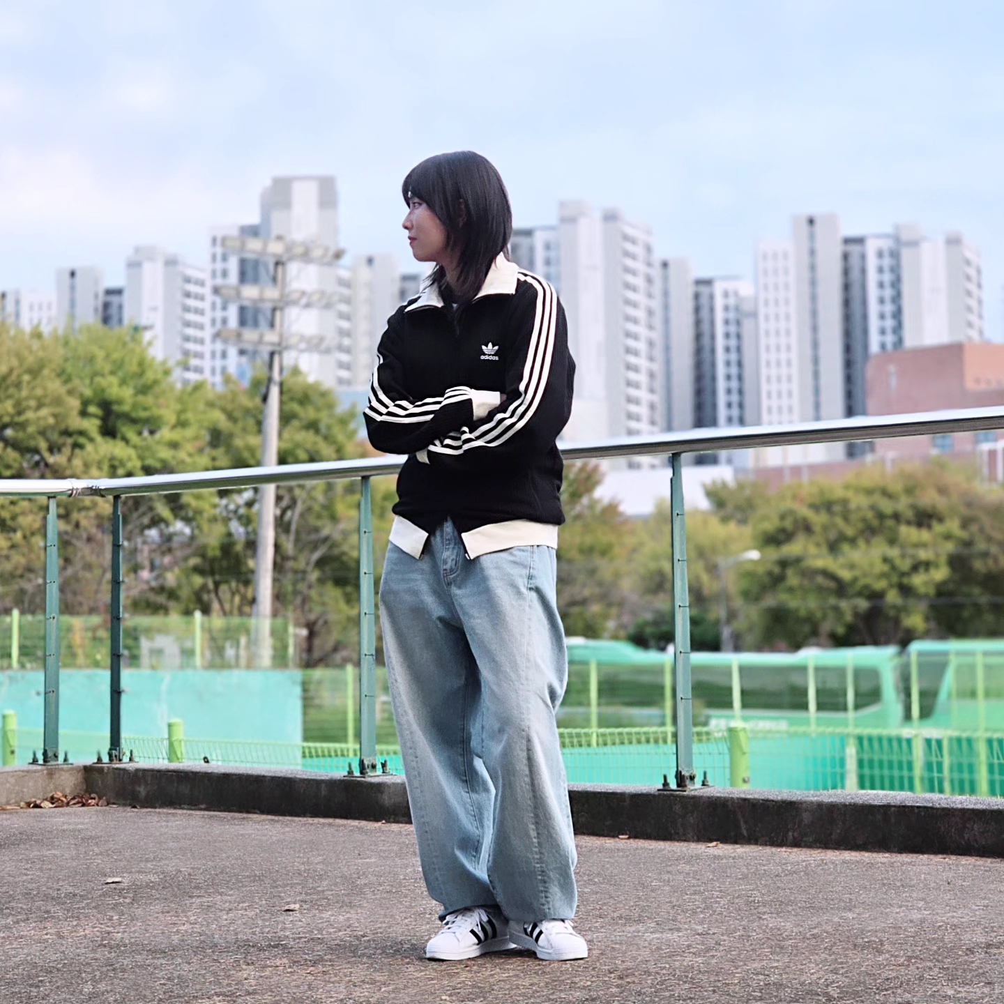 Adidas Waffle Beckenbauer Track Top Black - KR Sizing, Adidas Superstar White Black 착용 스타일