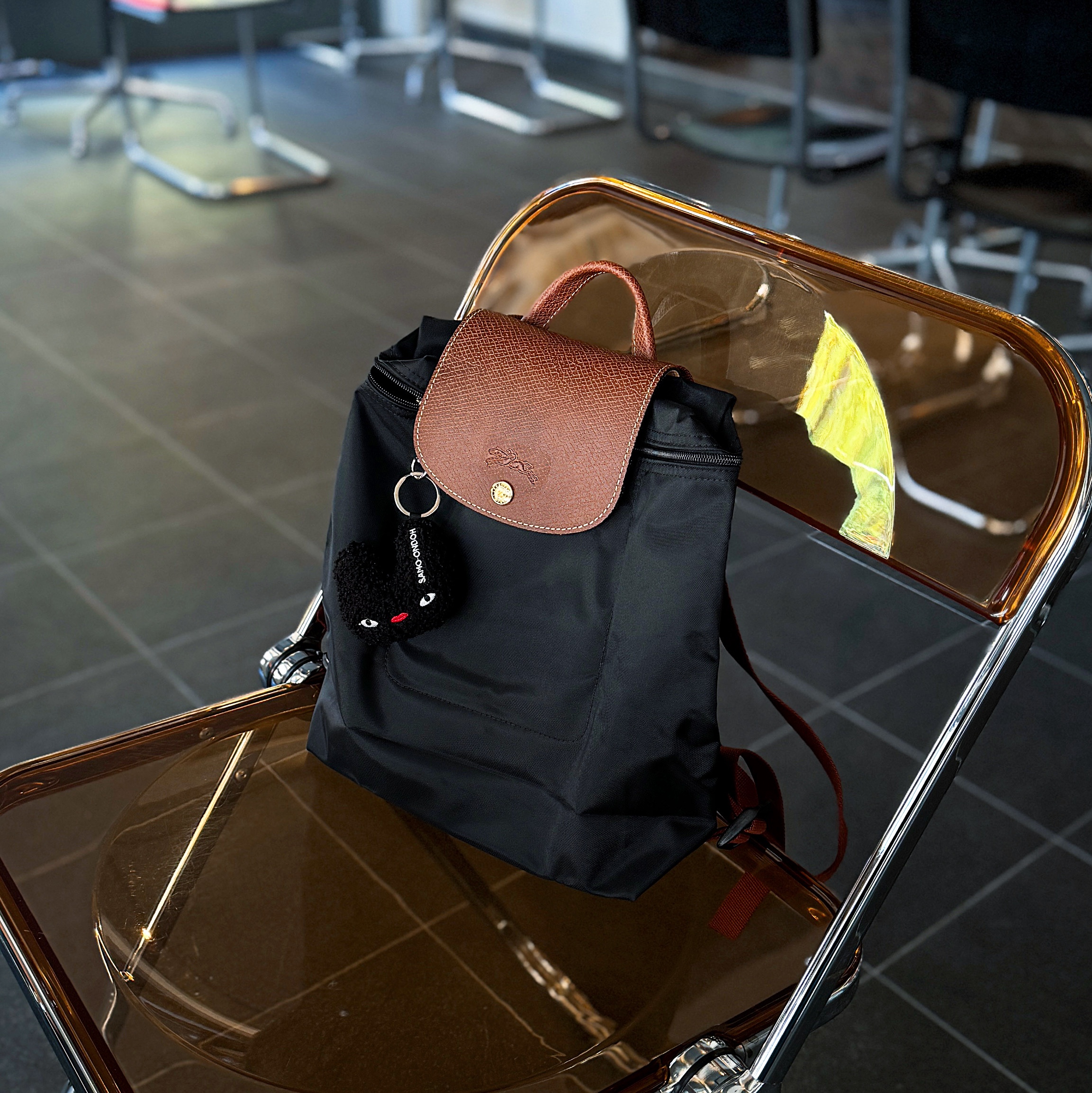 Longchamp Le Pliage Original M Backpack Black 착용 스타일
