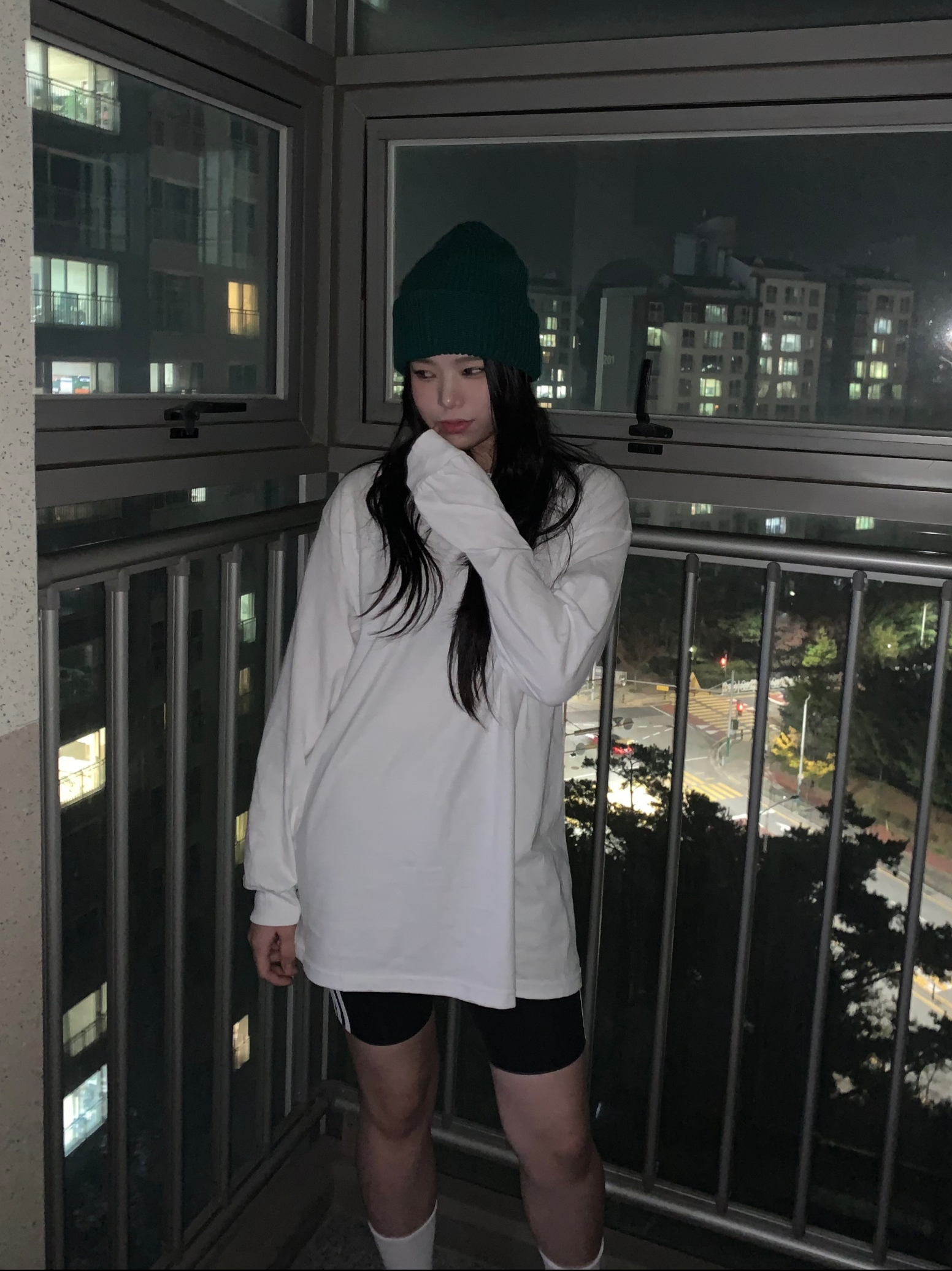 AAA Heavy Cotton 1304 Long Sleeve T-Shirt White Black (2Pack) 착용 스타일 - 3
