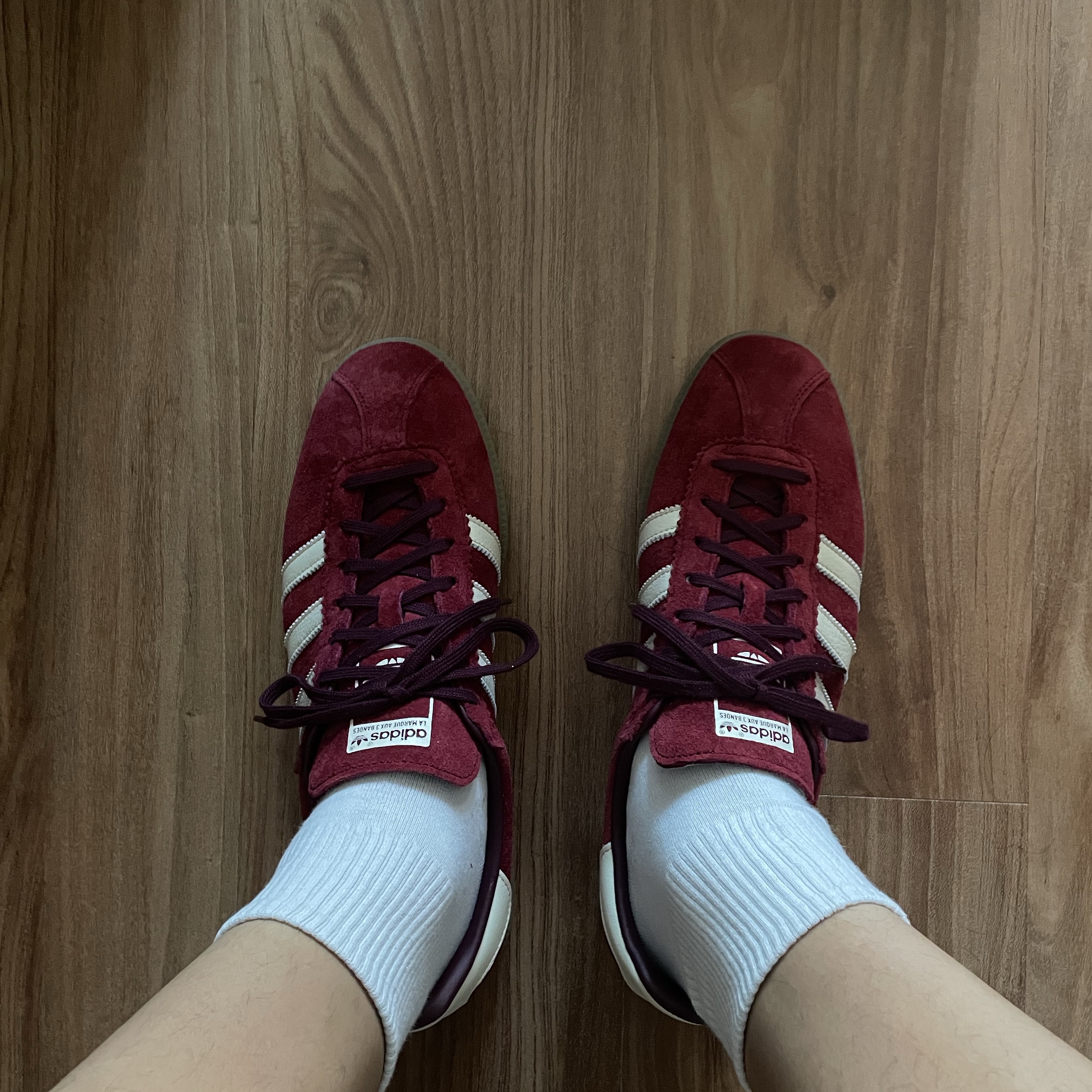Adidas Bermuda College Burgundy 착용 스타일