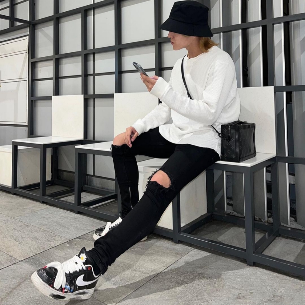 Nike x Peaceminusone Air Force 1 Low Para-Noise, Peaceminusone Canvas Bucket Hat #1 Black 착용 스타일