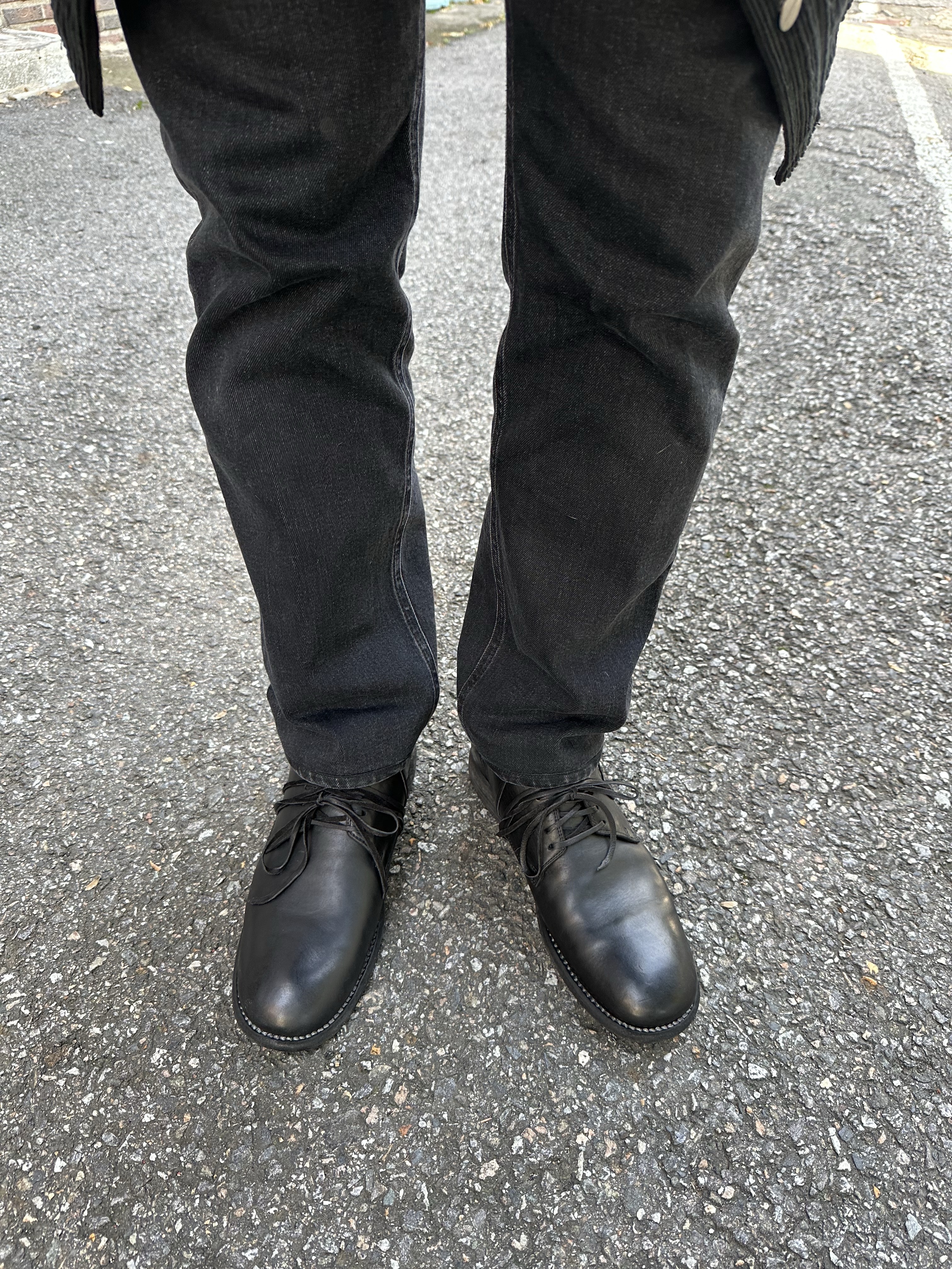 Guidi Soft Horse Full Grain Leather Ankle Boots Black 착용 스타일 - 2