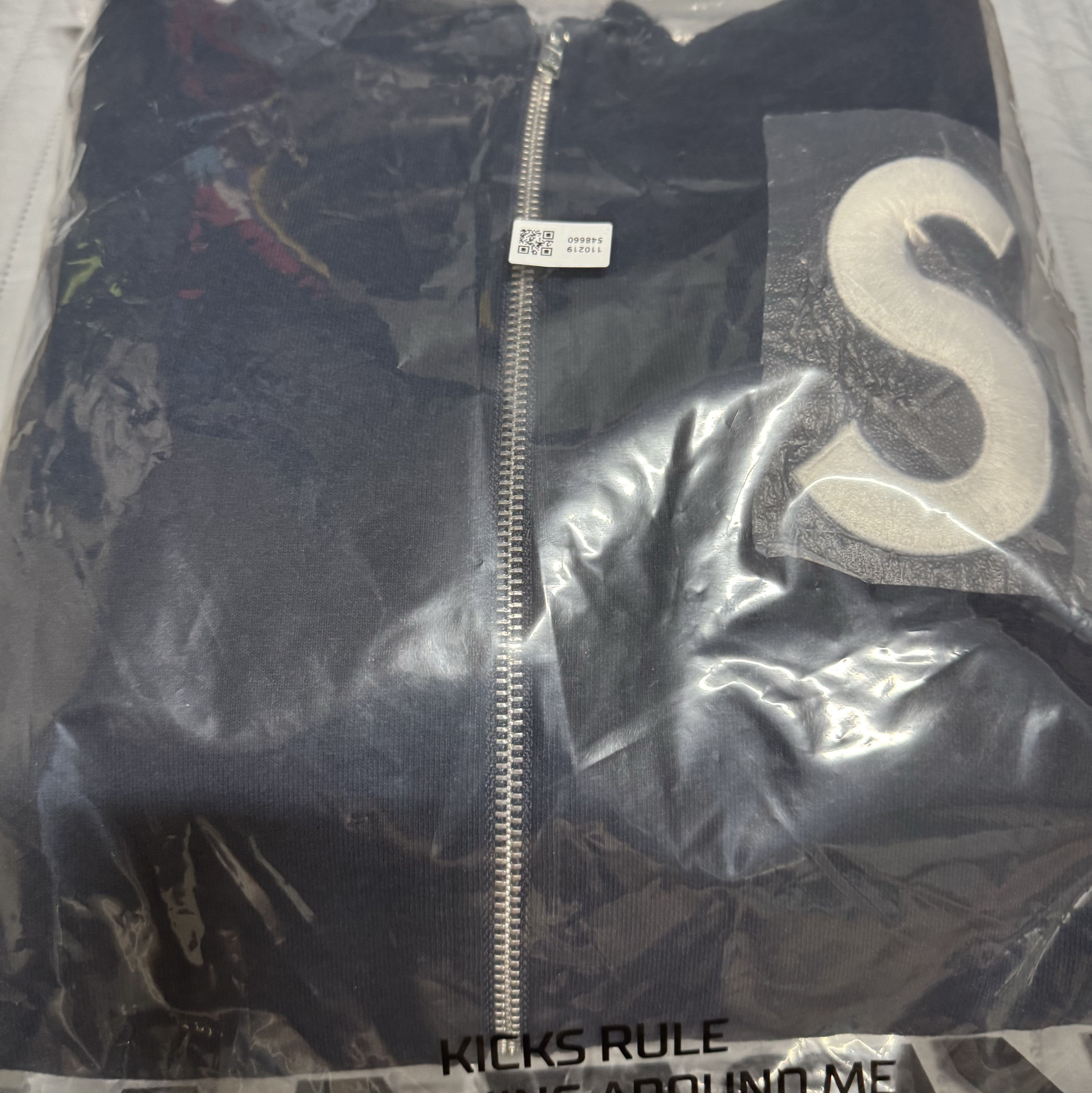 Supreme S Logo Zip Up Hooded Sweatshirt Navy - 24FW 착용 스타일