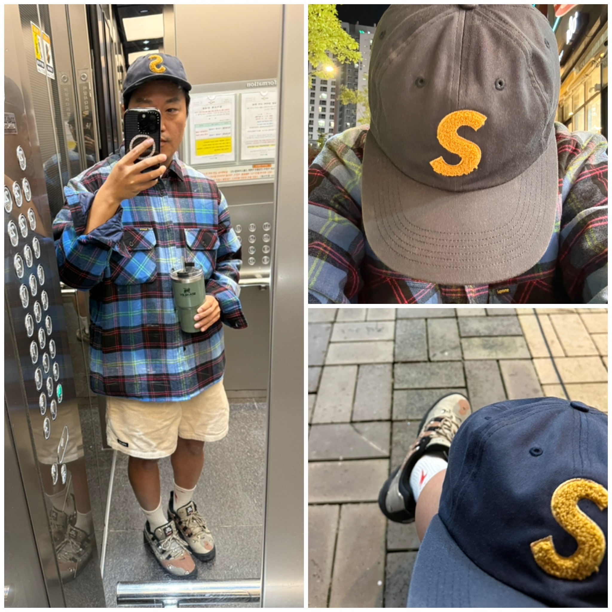 Supreme Quilted Plaid Shirt Blue - 24FW, Nike x Supreme SB Darwin Low Desert Camo 착용 스타일