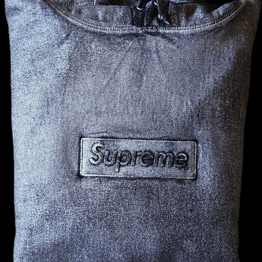 Supreme x MM6 Maison Margiela Foil Box Logo Hooded Sweatshirt Black - 24SS 착용 스타일 - 5