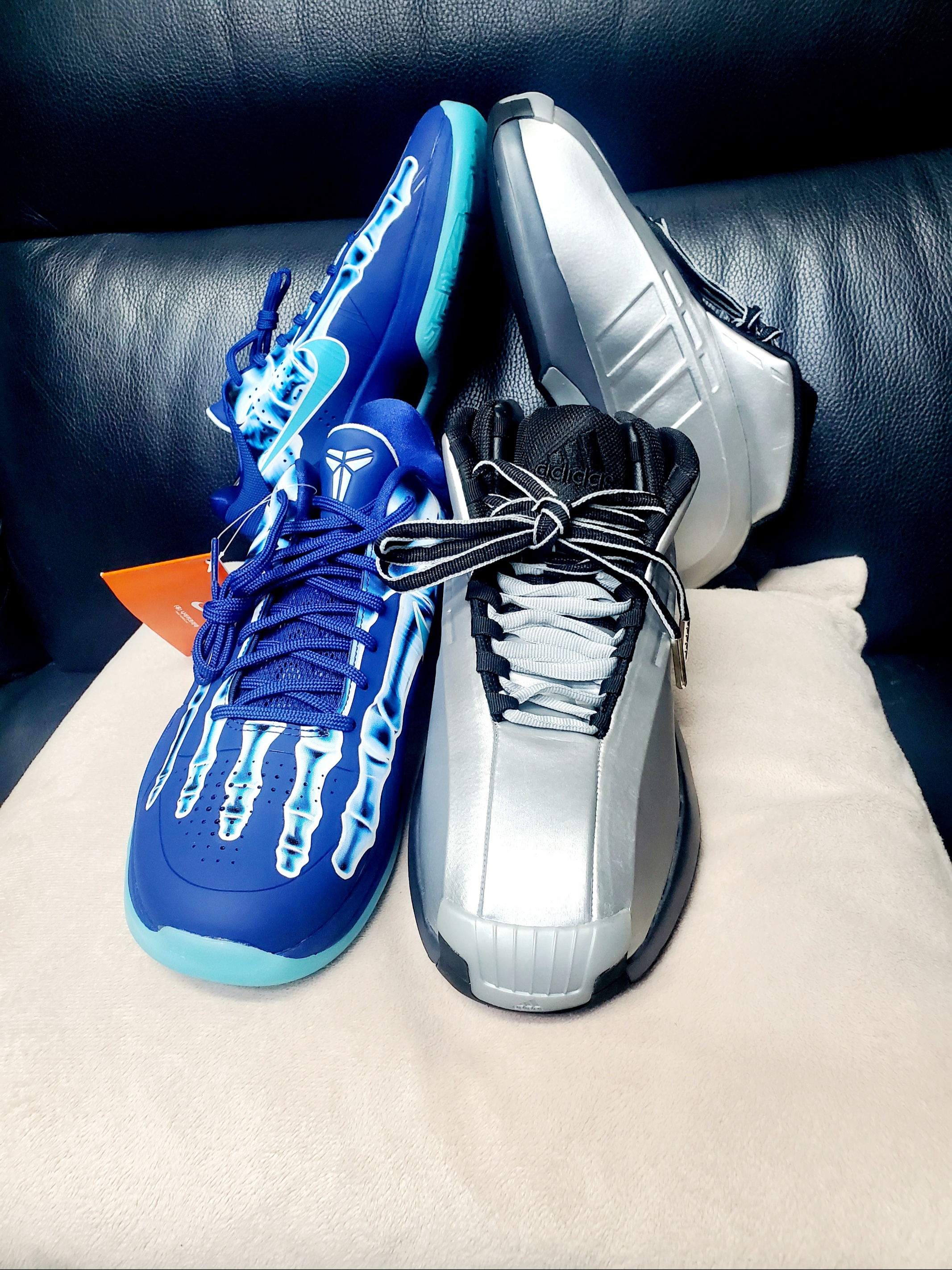 Nike Kobe 5 Protro Deep Royal Blue, Adidas Crazy 1 Matte Silver Core Black 착용 스타일