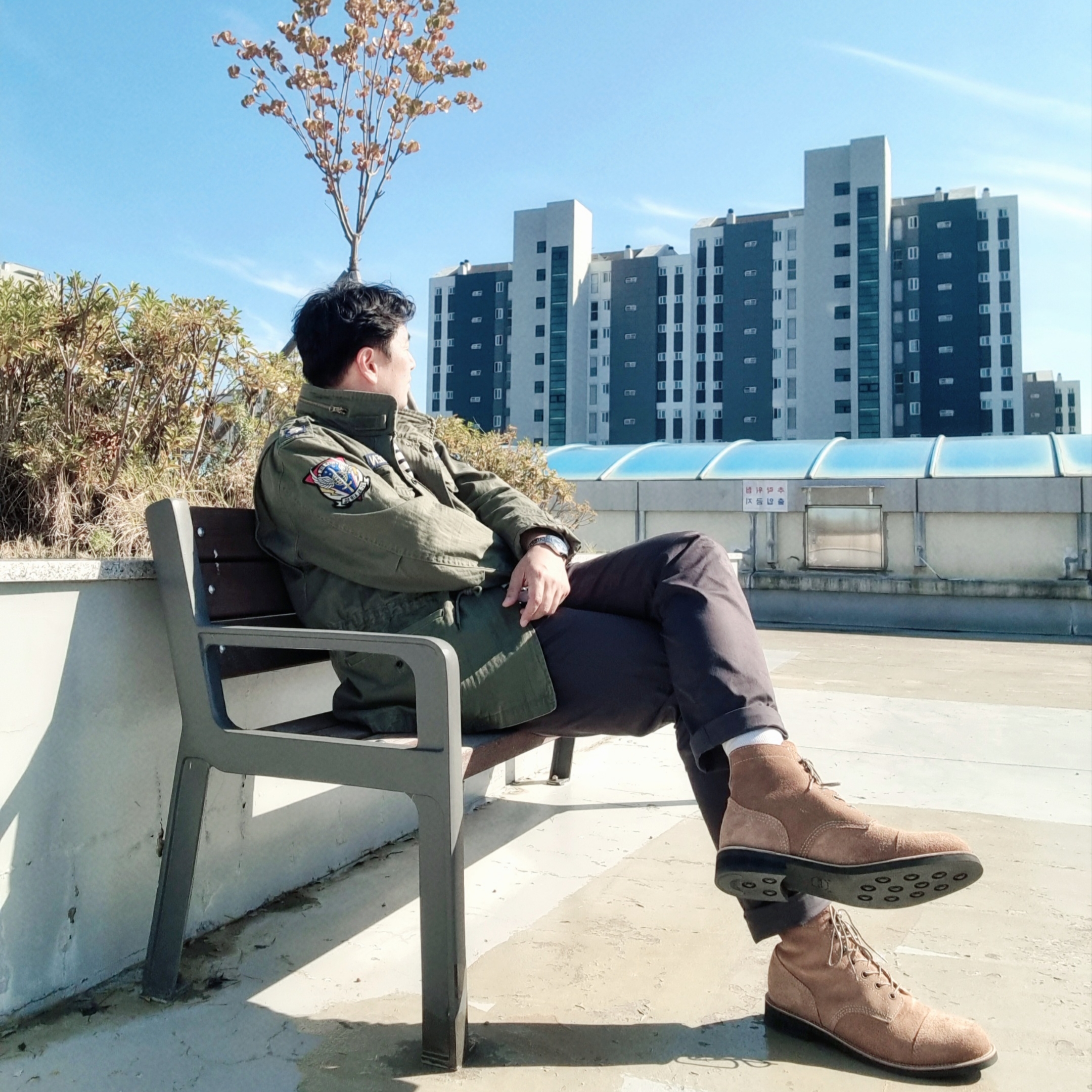 JOSEPHT WorkBoots Beige 착용 스타일