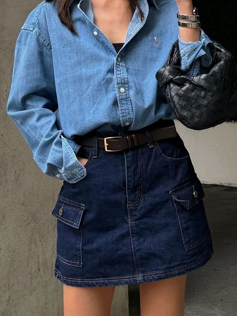 Zara x Ader Error Wide Leg Jeans Blue, Supreme Small Box Shirt Rinsed Denim - 24FW 착용 스타일 - 5