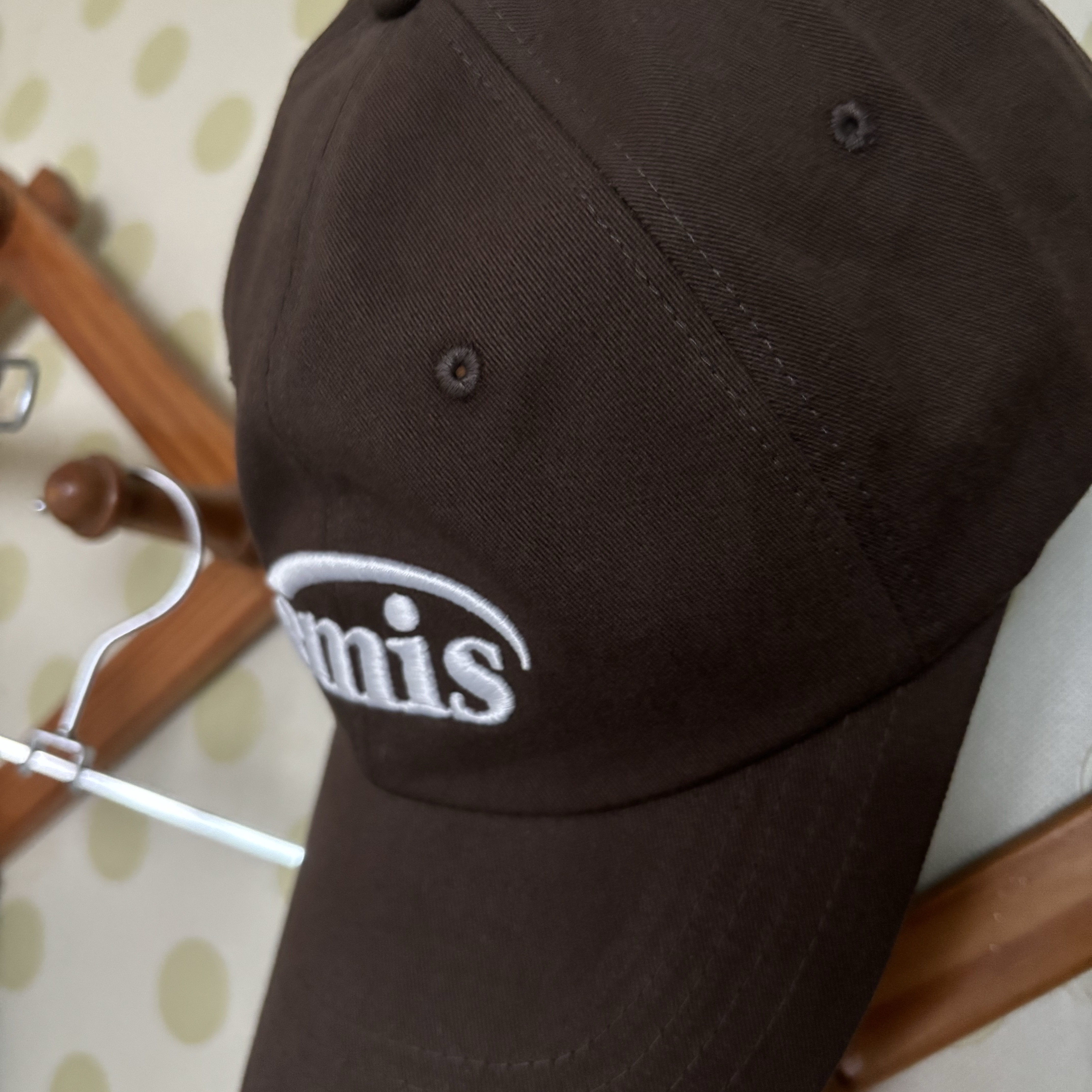 Emis New Logo Emis Cap Brown 착용 스타일