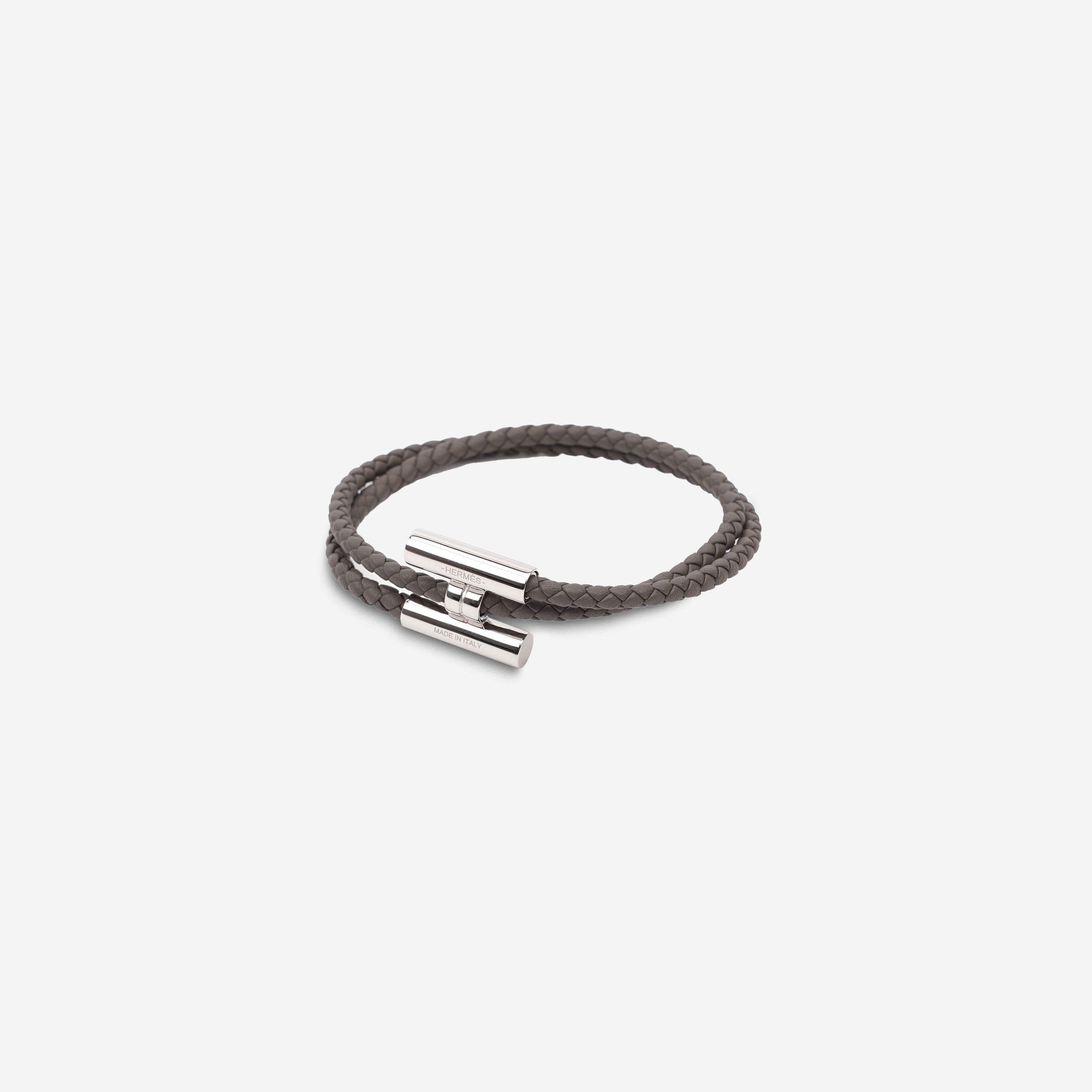 Hermes Tournis Tresse Bracelet Swift Calfskin Palladium & Etain
