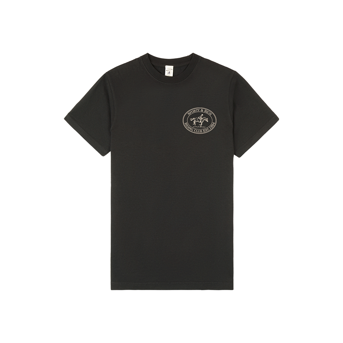 스포티 앤 리치 라이딩 클럽 티셔츠 페이디드 블랙 크림 - 24FW(Sporty & Rich Riding Club T-Shirt Faded Black Cream - 24FW)