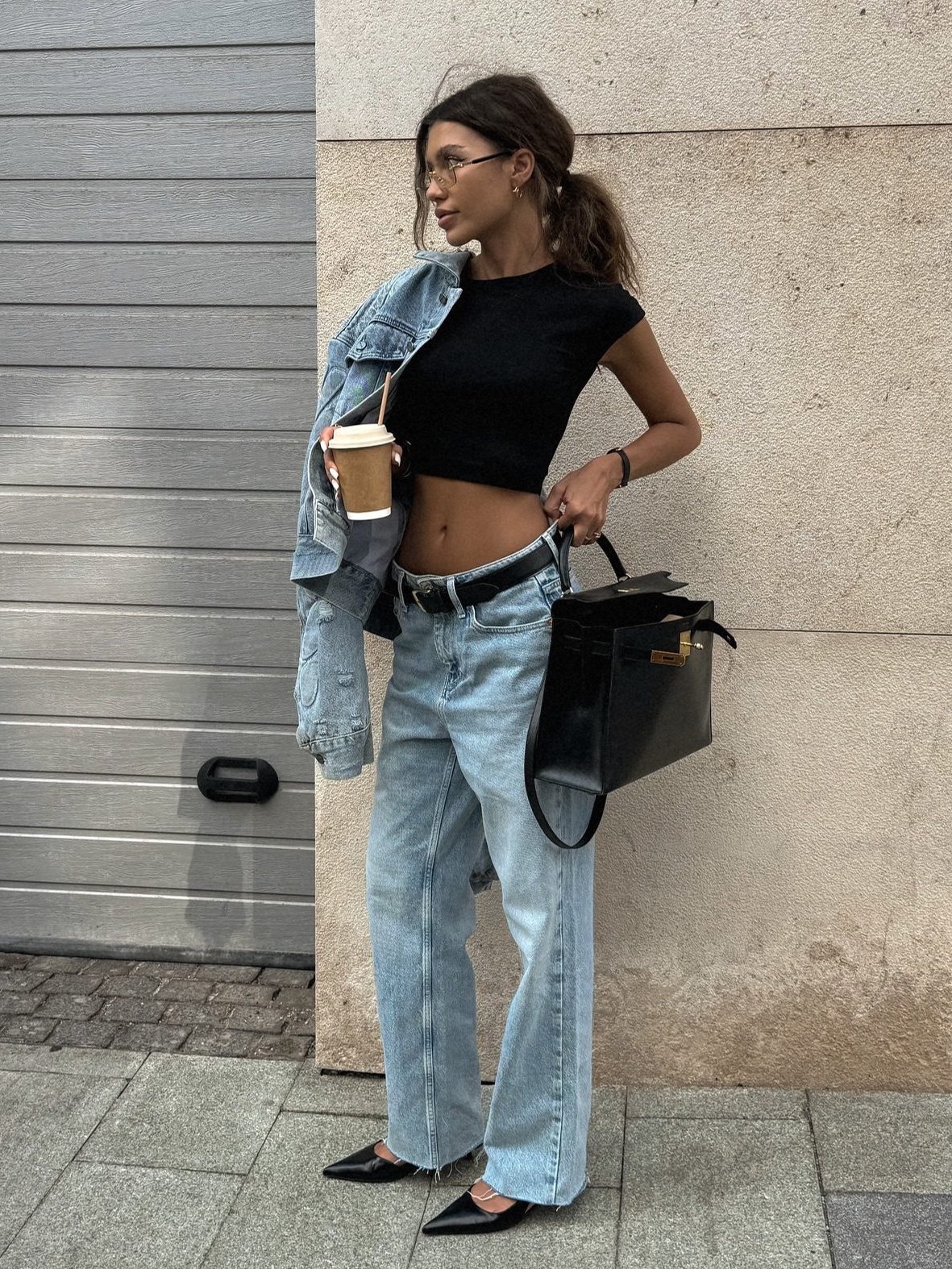 Zara x Ader Error Wide Leg Jeans Blue, Supreme Small Box Shirt Rinsed Denim - 24FW 착용 스타일 - 4