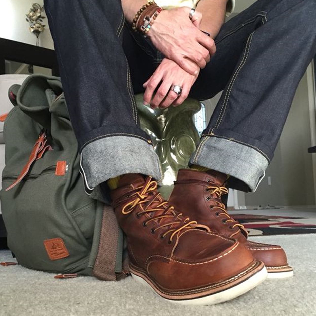 Red Wing 6 Inch Classic Moc Toe 1907 Copper Rough & Tough - D, Red Wing 6 Inch Classic Moc Toe 875 Oro Legacy - D 착용 스타일 - 2