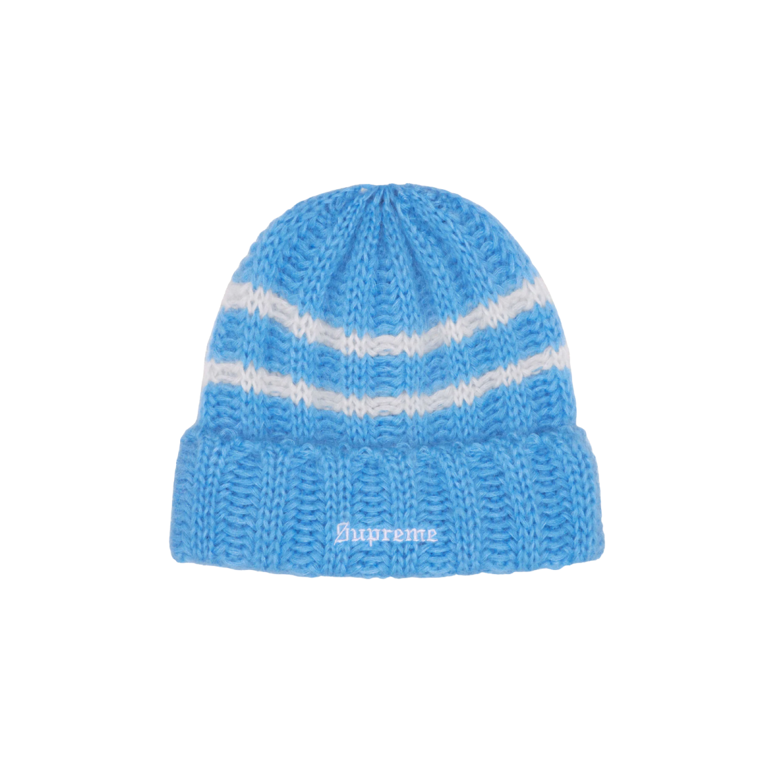 【激安通販 オンラインショップ】日用品 스트라이프 브러쉬드 슈프림 비니 Supreme | 24FW - 블루 라이트 帽子