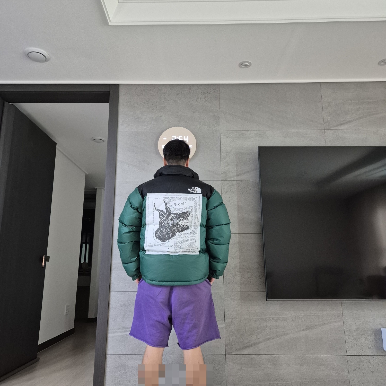 Supreme x The North Face Nuptse Jacket Green - 24FW 착용 스타일 - 5