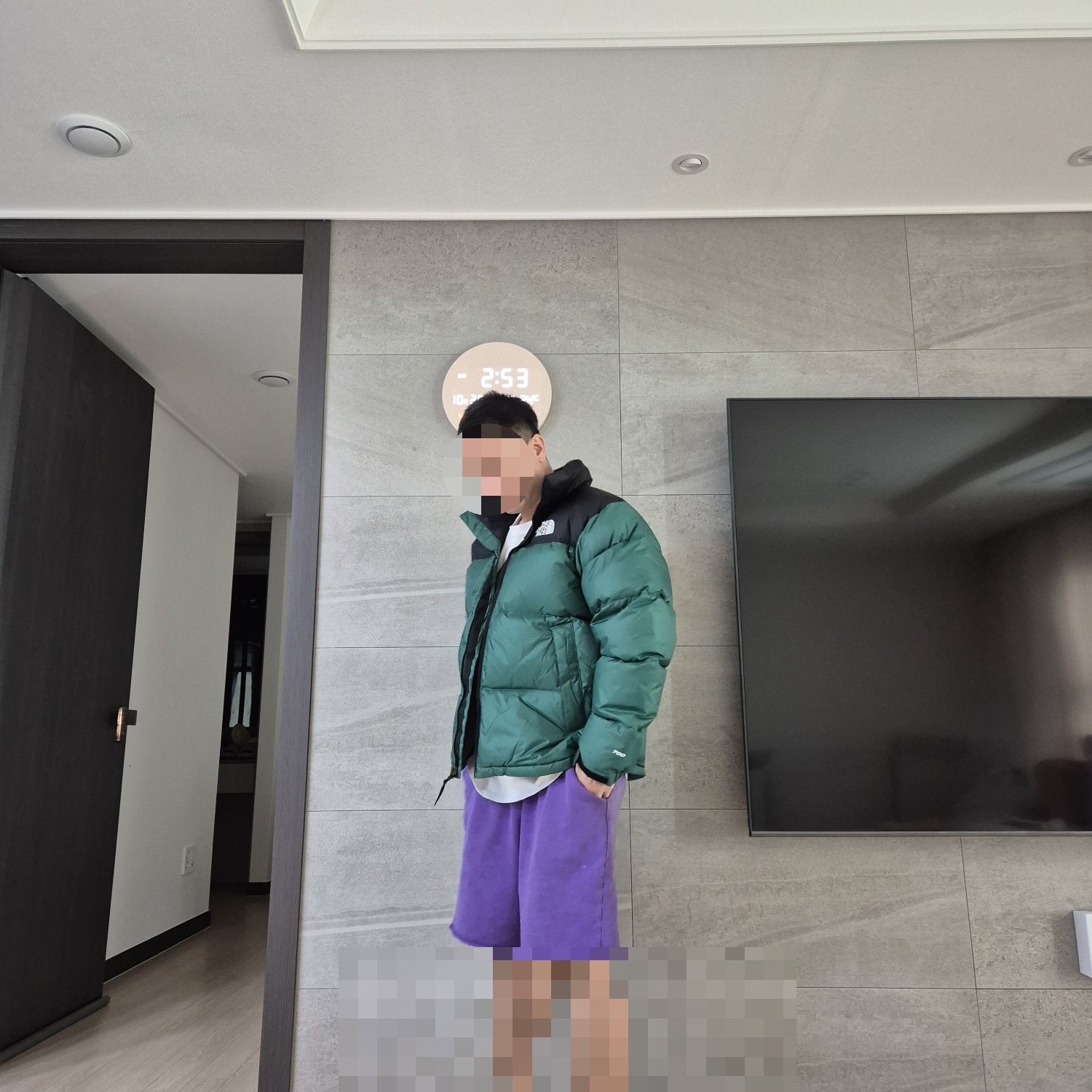 Supreme x The North Face Nuptse Jacket Green - 24FW 착용 스타일 - 3