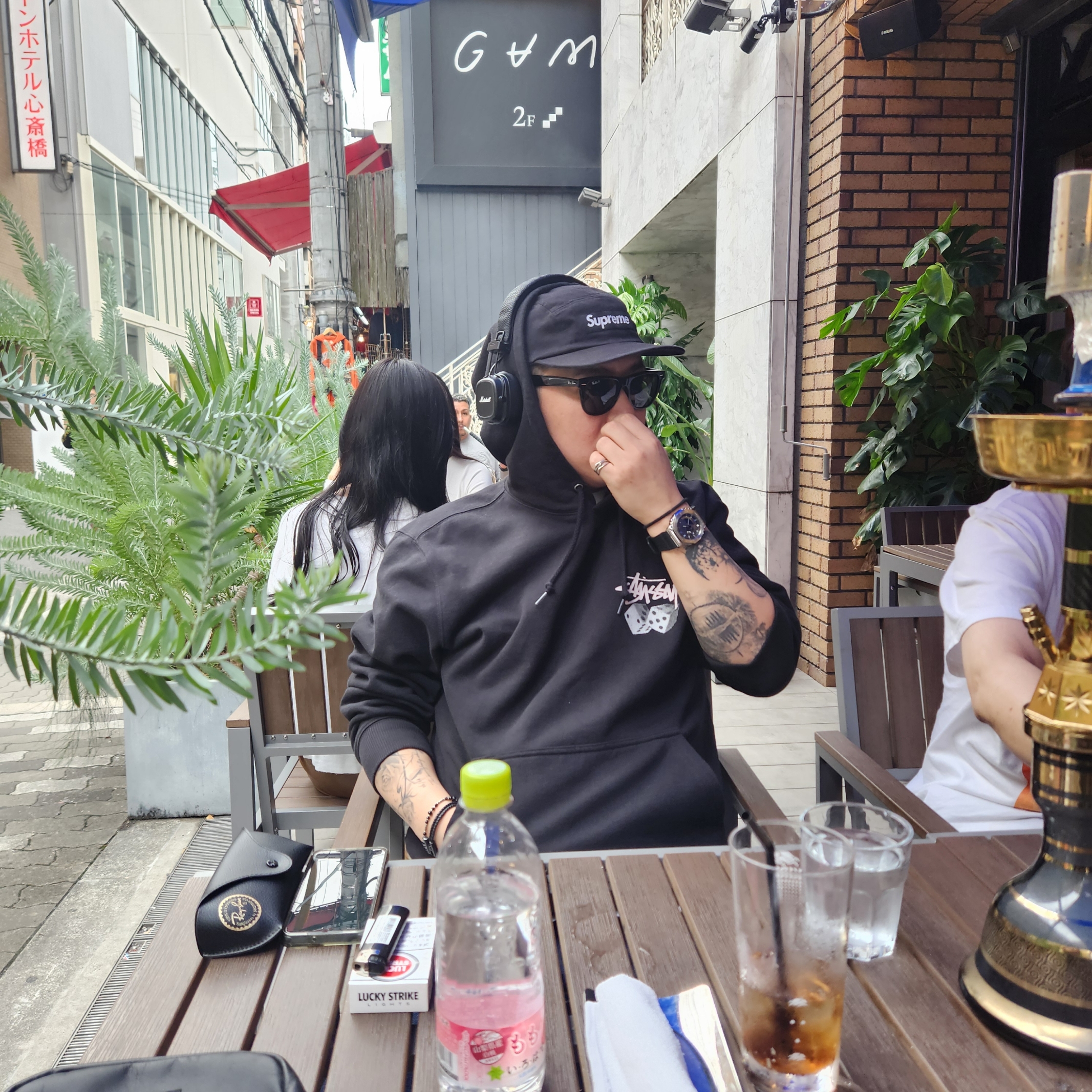 Supreme Washed Chino Twill Camp Cap Black, Marshall Major V Black (Korean Ver.) 착용 스타일