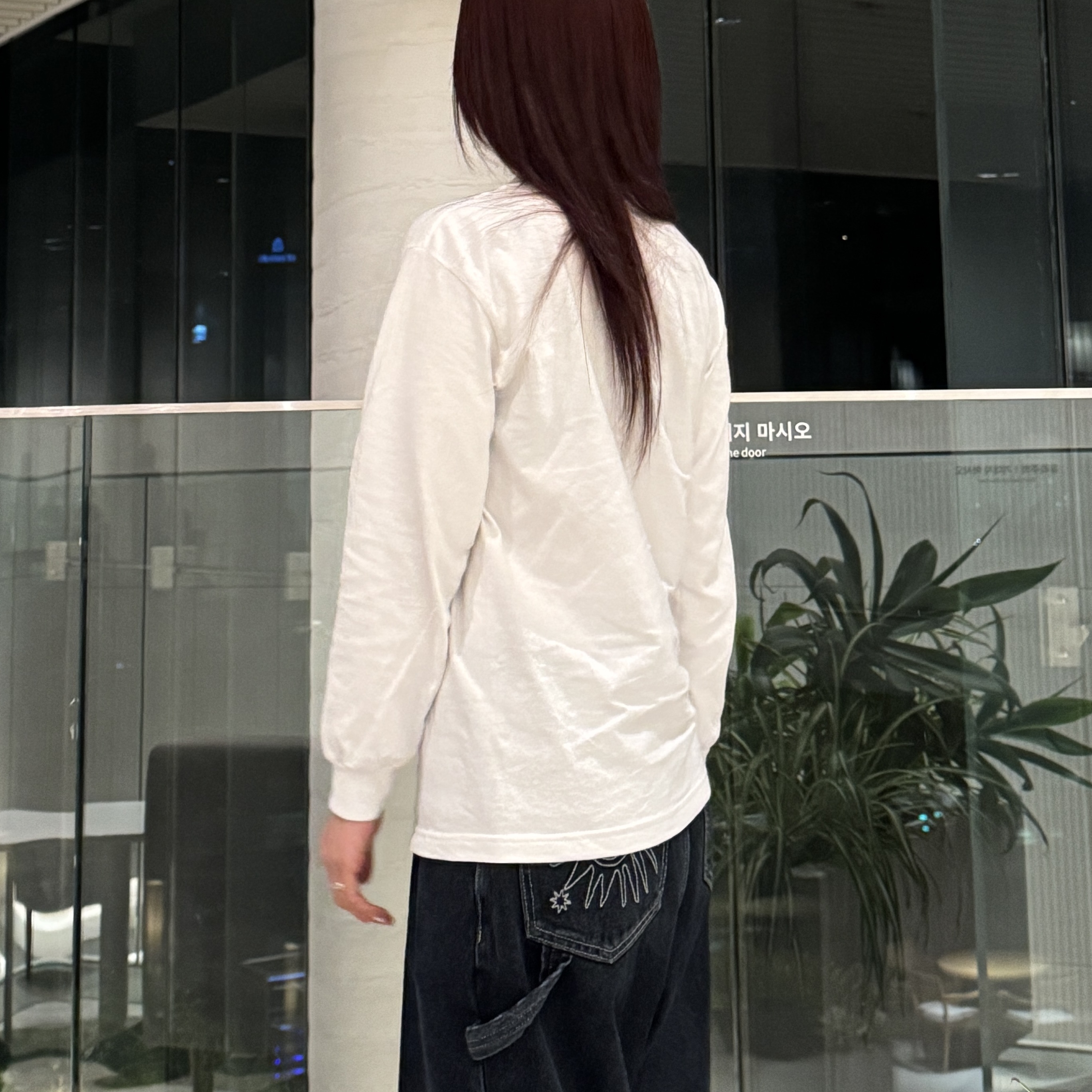 AAA Heavy Cotton 1304 Long Sleeve T-Shirt White Black (2Pack) 착용 스타일 - 2